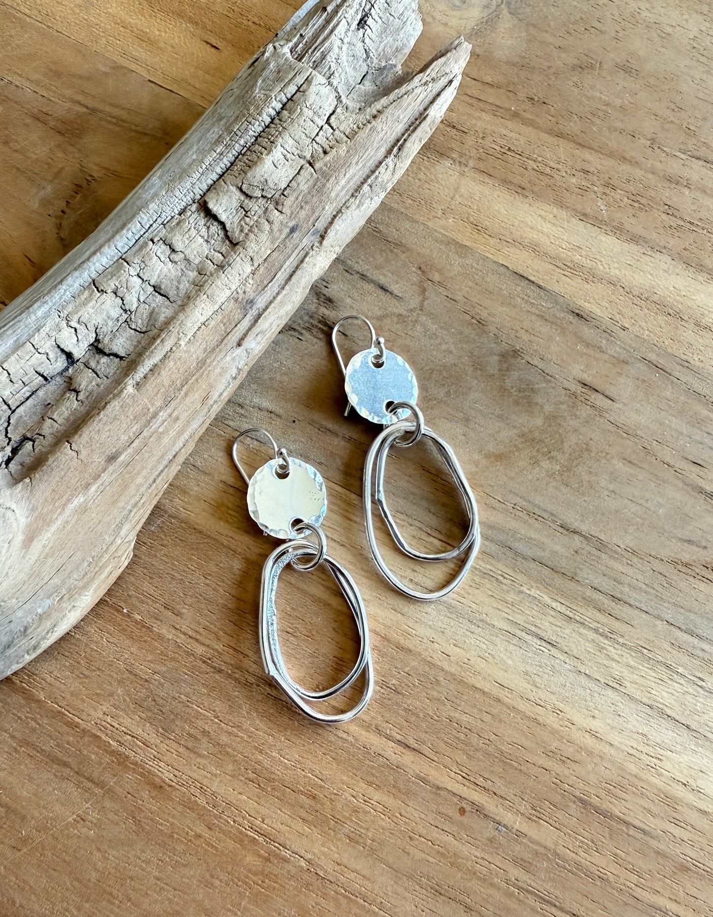 Sterling Silver Double Oval Earrings