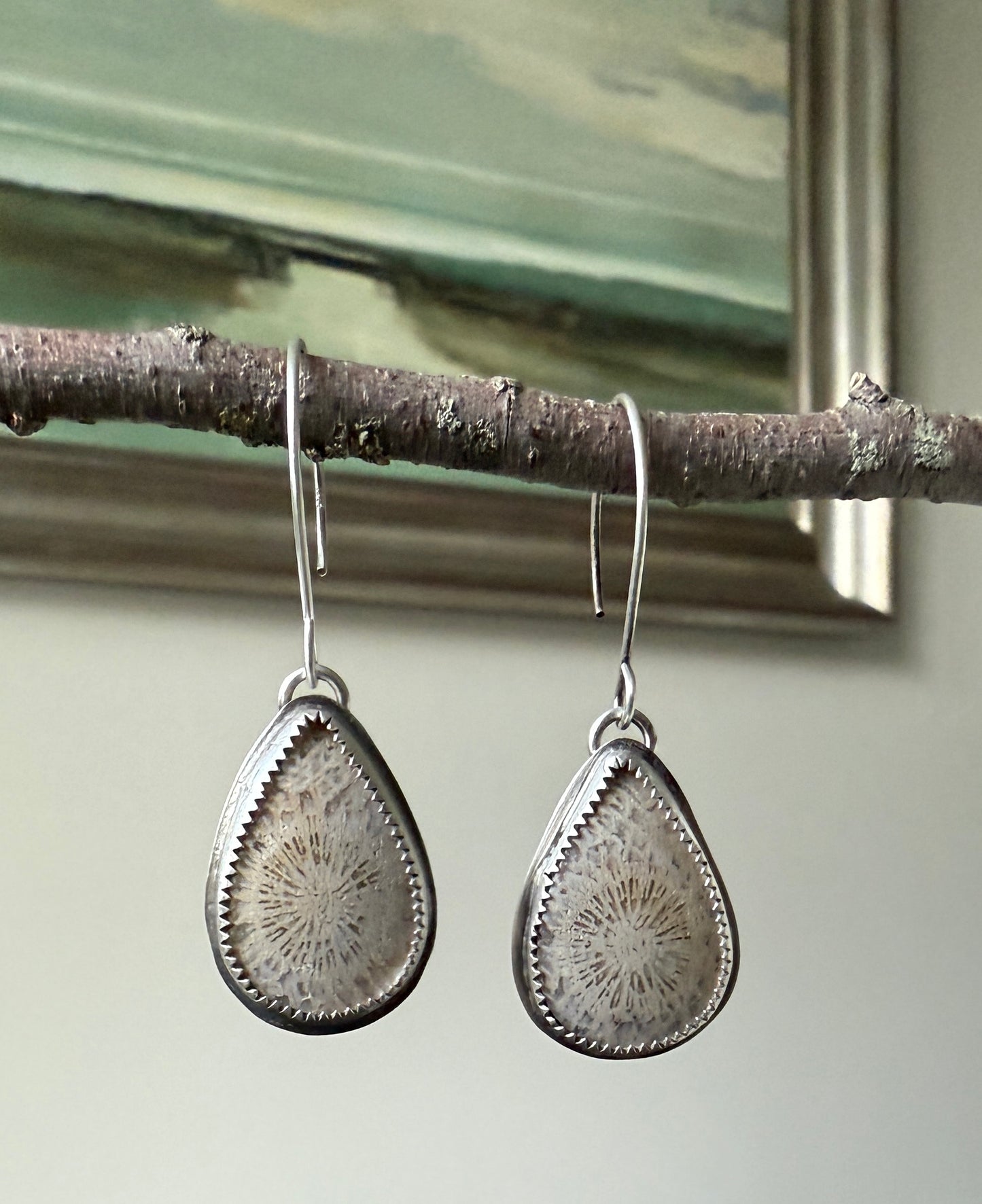 Fossilized Coral Earrings