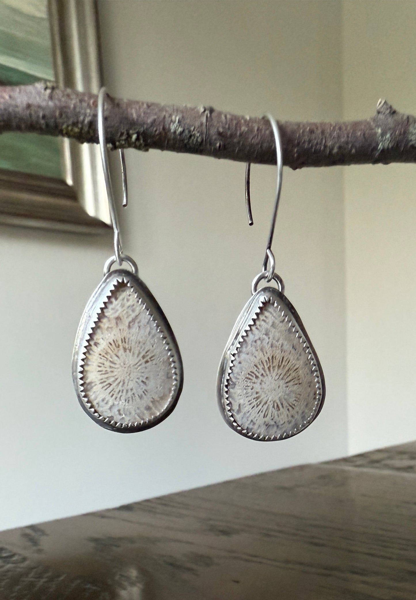 Fossilized Coral Earrings