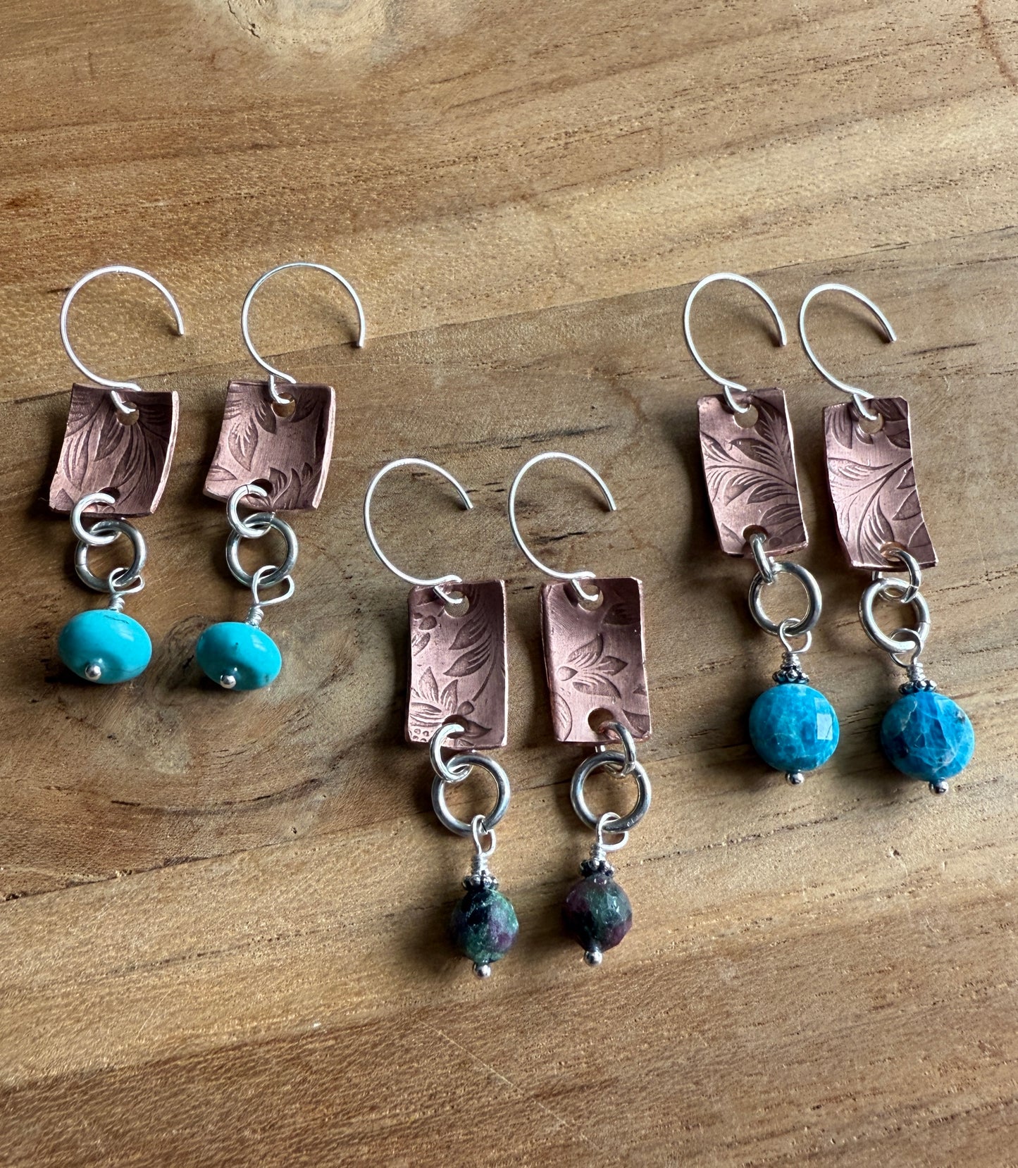 Copper and Turquoise Dangle Earrings