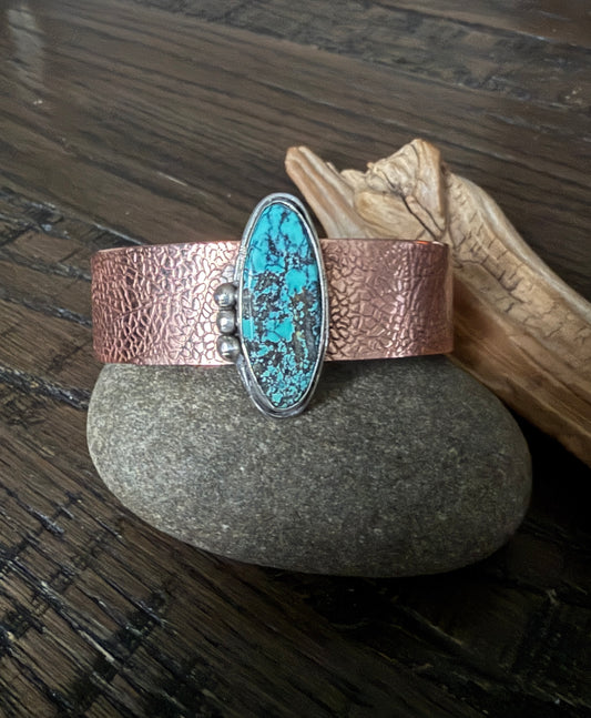 Mixed Metal Cuff with Moon River Turquoise
