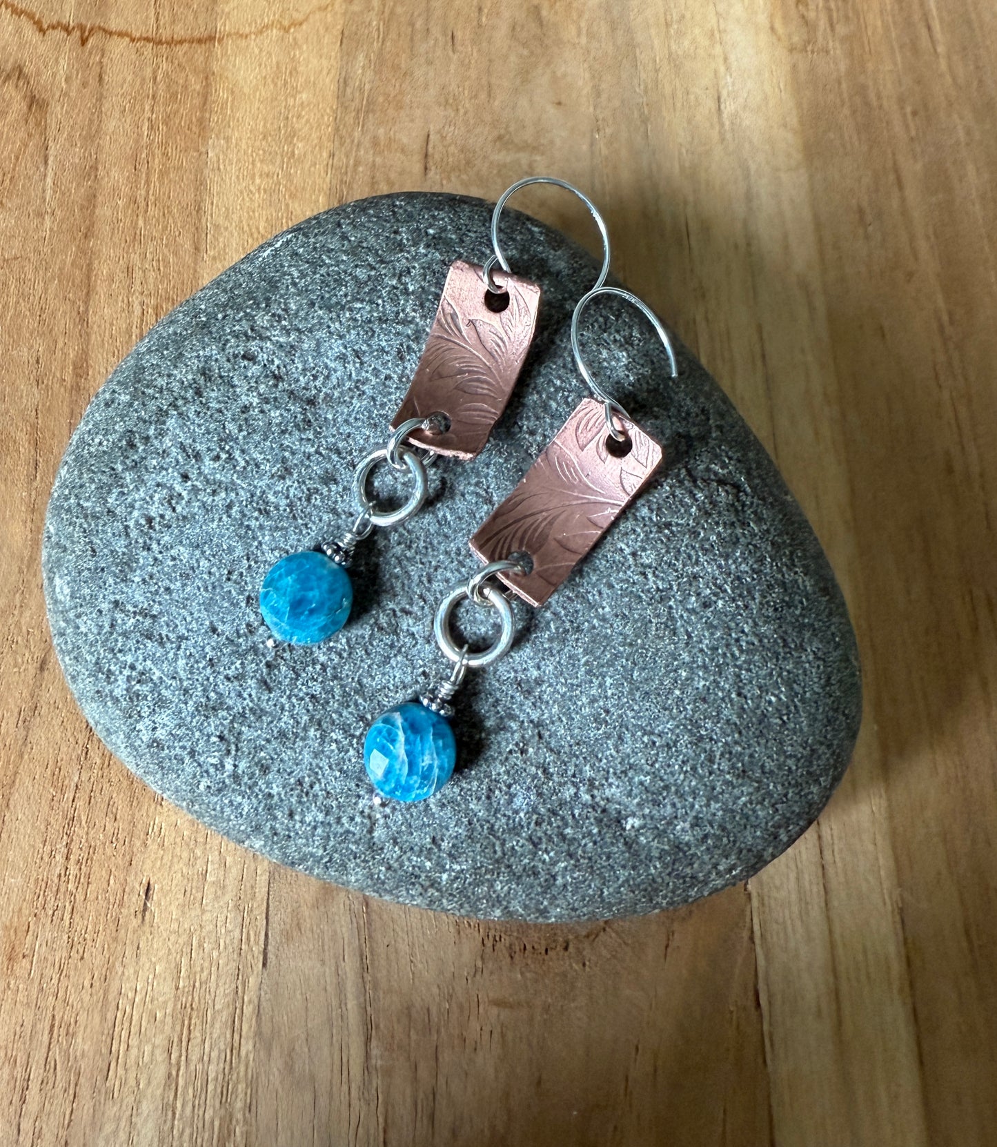 Copper and Apatite Dangle Earrings