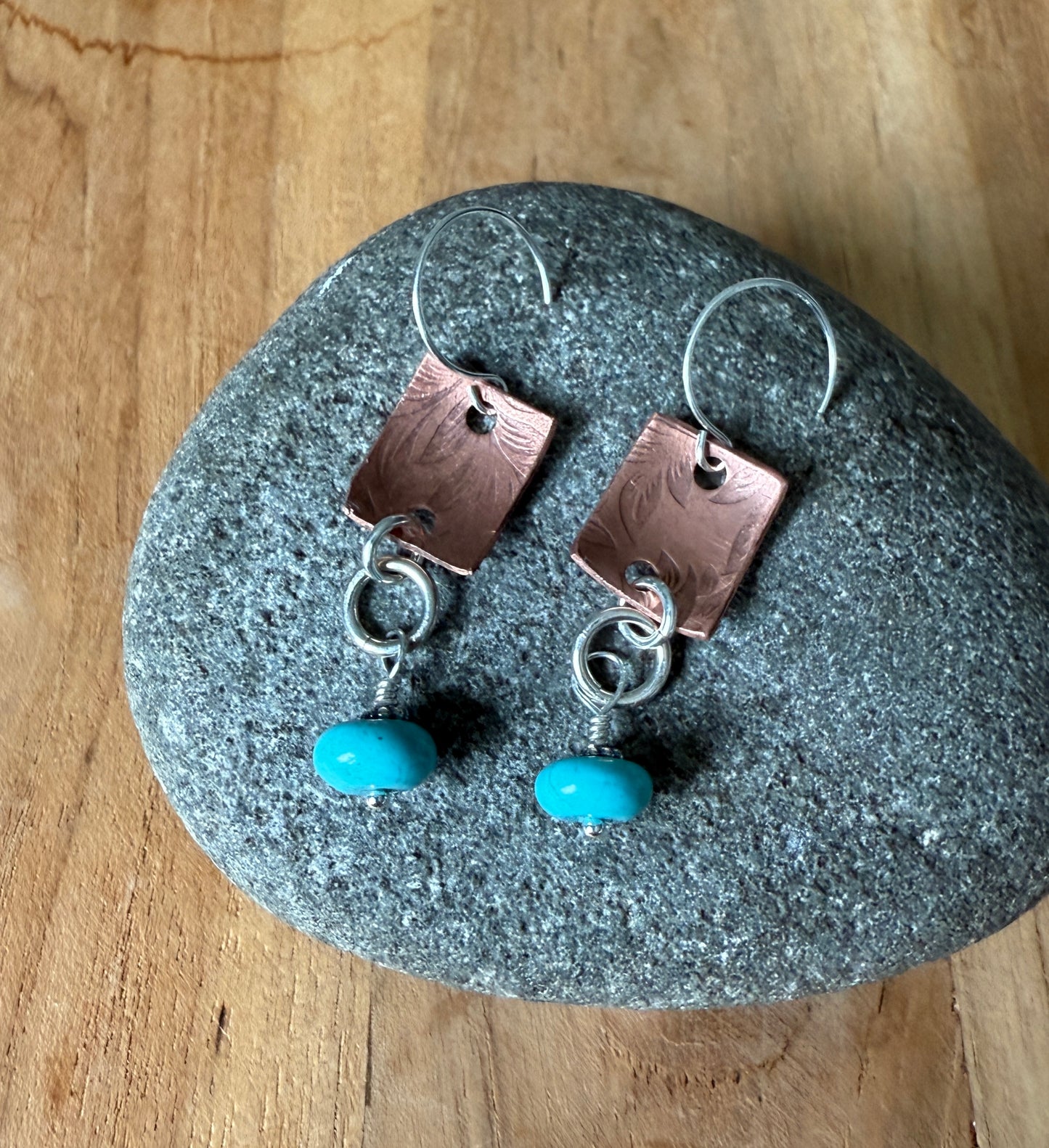 Copper and Turquoise Dangle Earrings