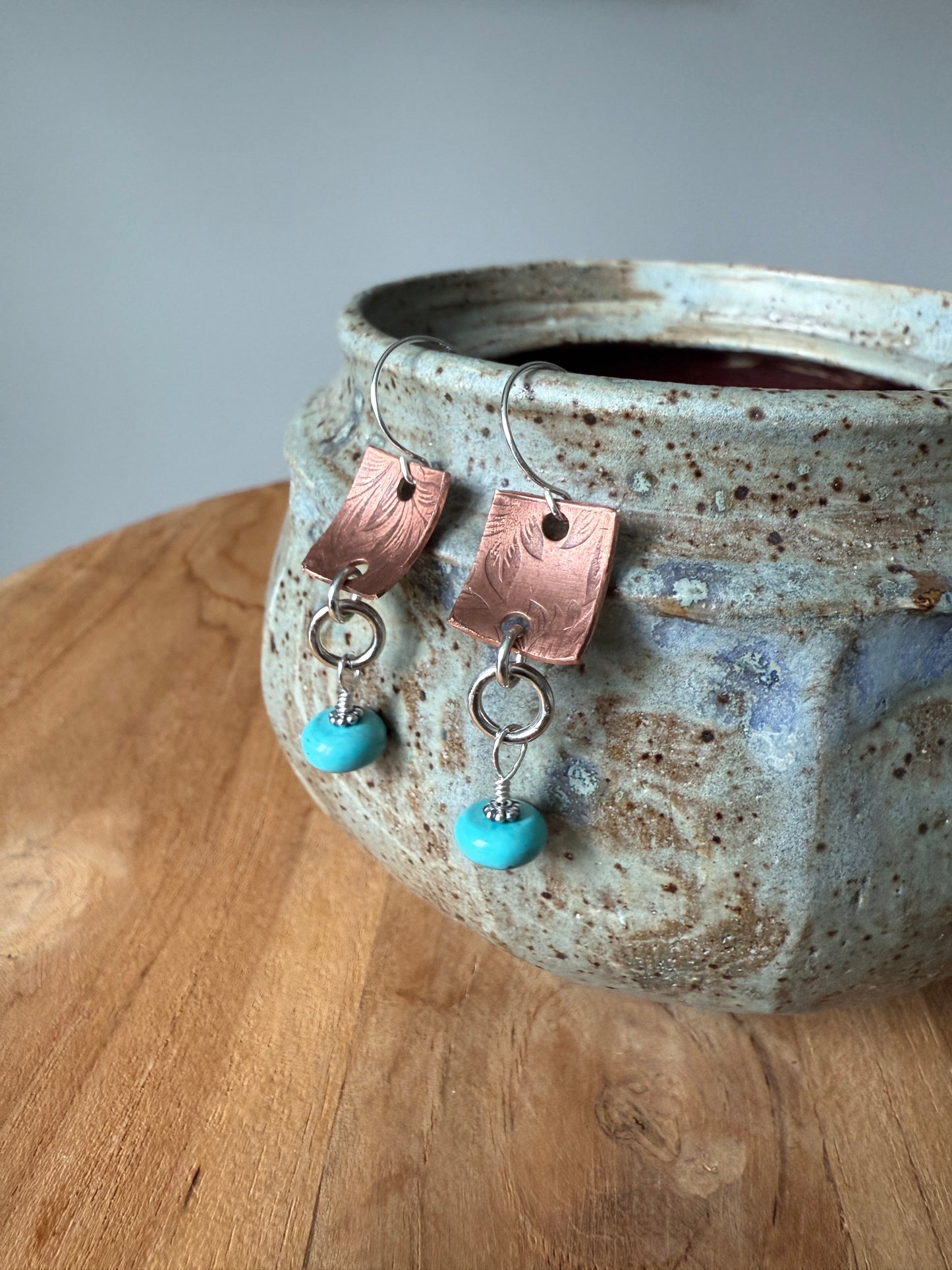 Copper and Turquoise Dangle Earrings