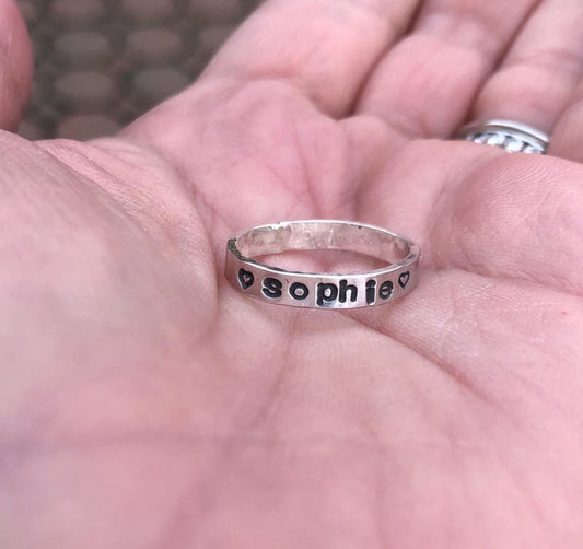 Hand Stamped Sterling Silver Rings