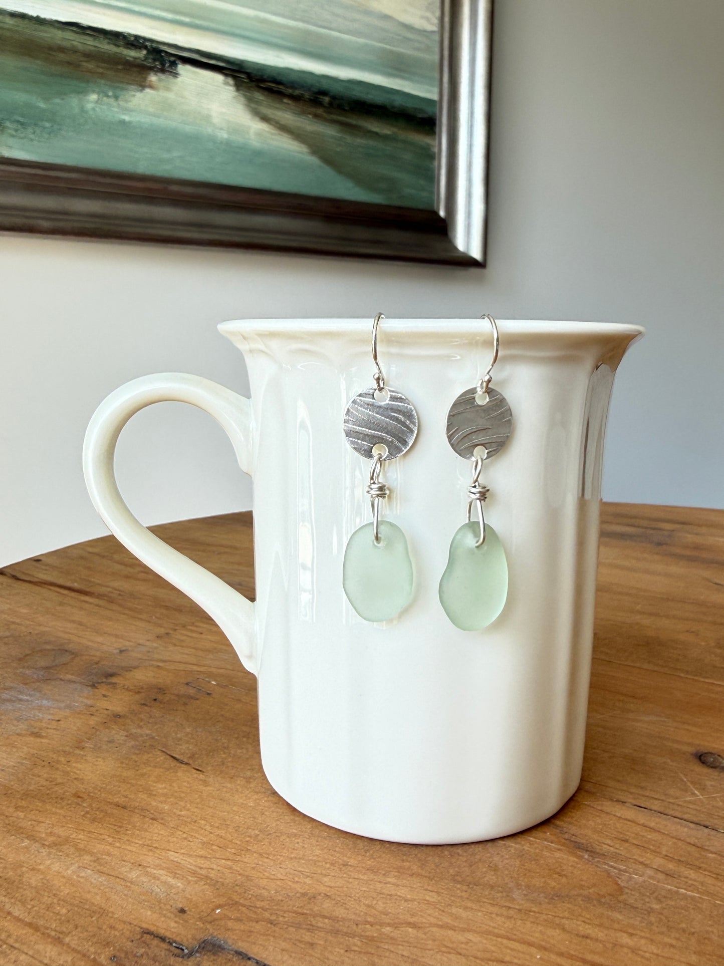 Wavy Sea Foam Sea Glass Earrings