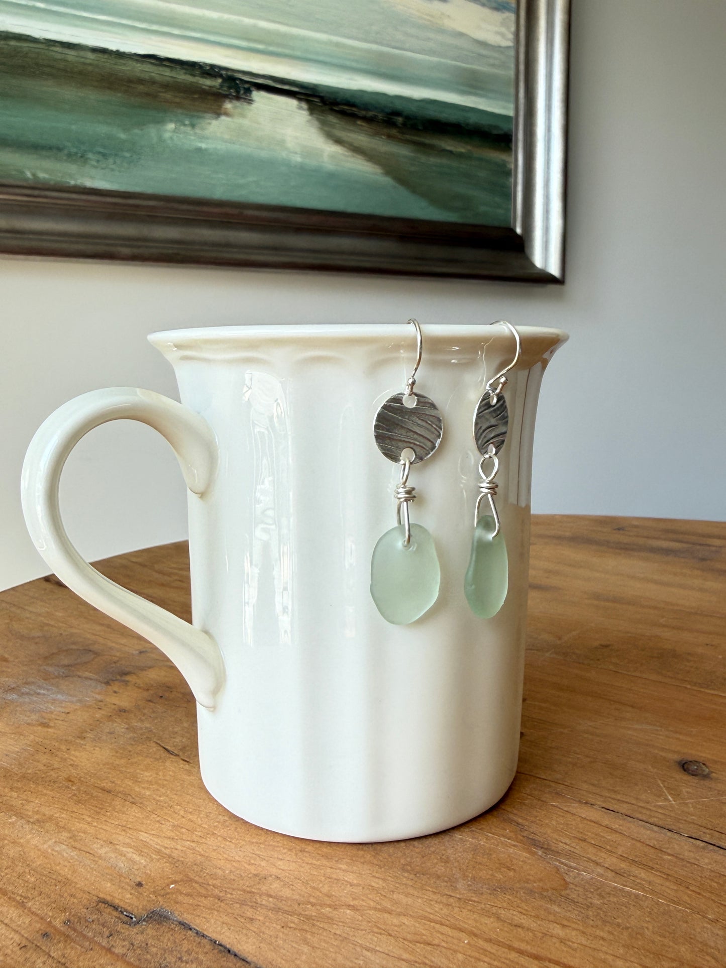Wavy Sea Foam Sea Glass Earrings