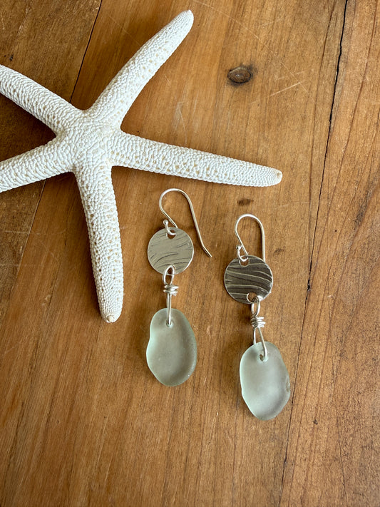 Wavy Sea Foam Sea Glass Earrings
