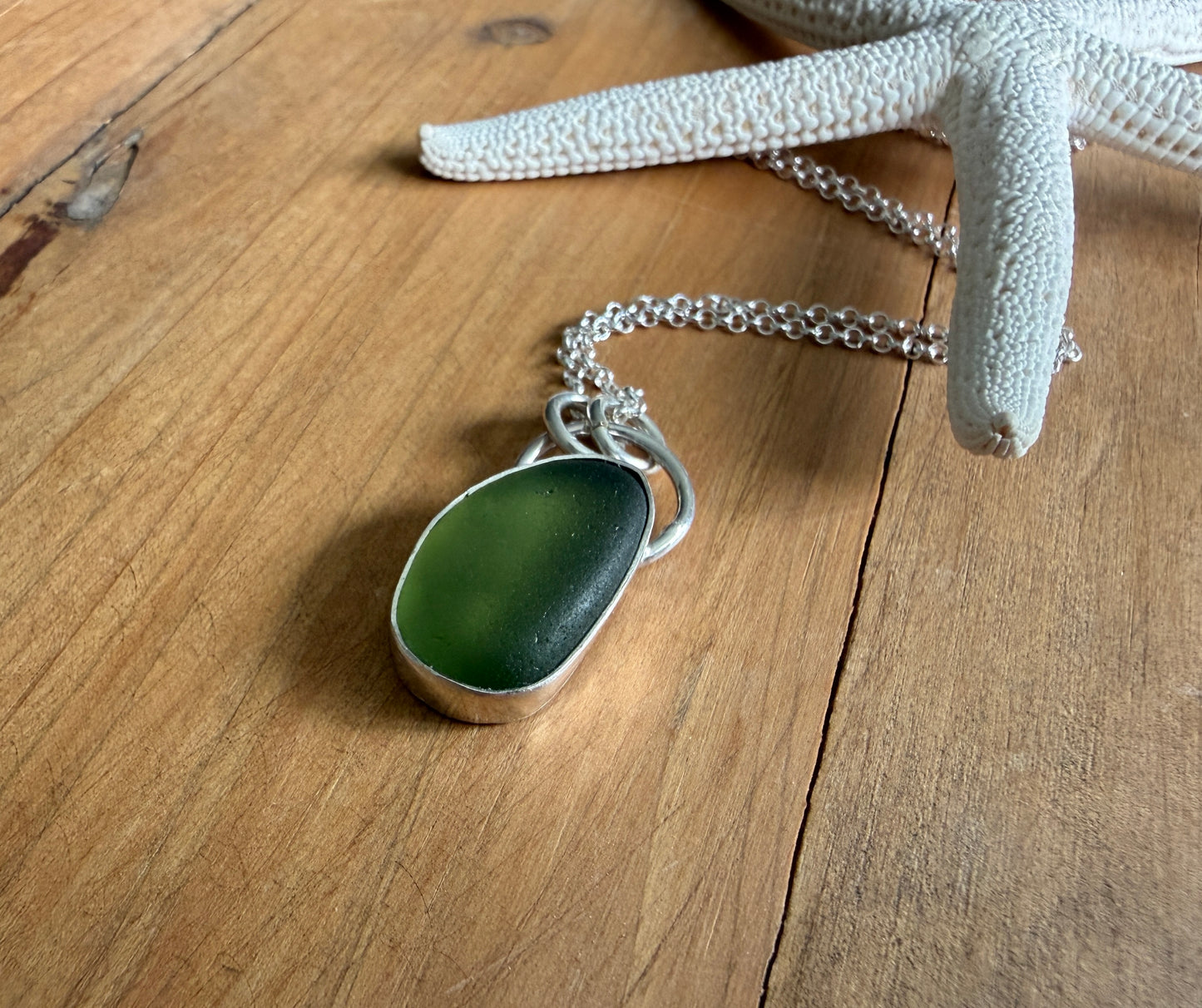 Olive Green sea Glass Necklace