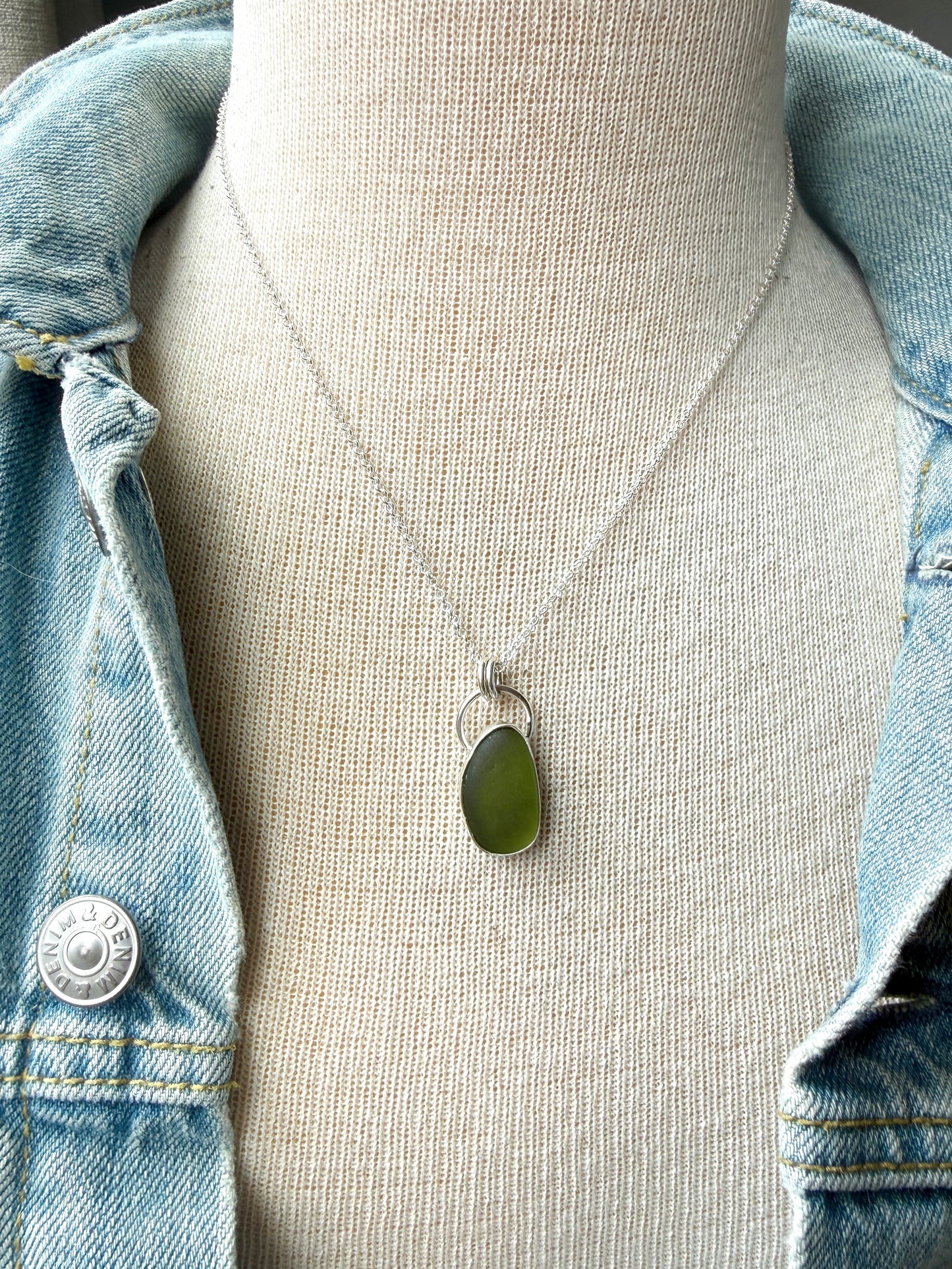 Olive Green sea Glass Necklace