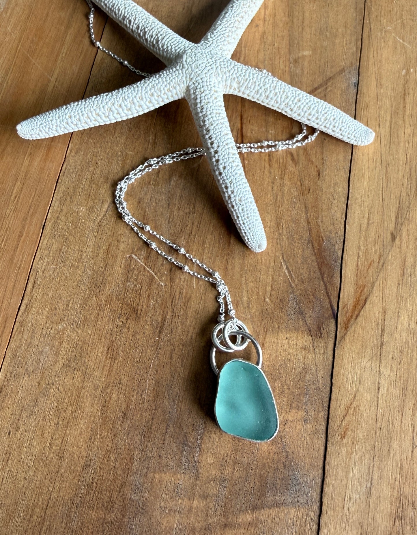 Aqua Blue Sea Glass Necklace