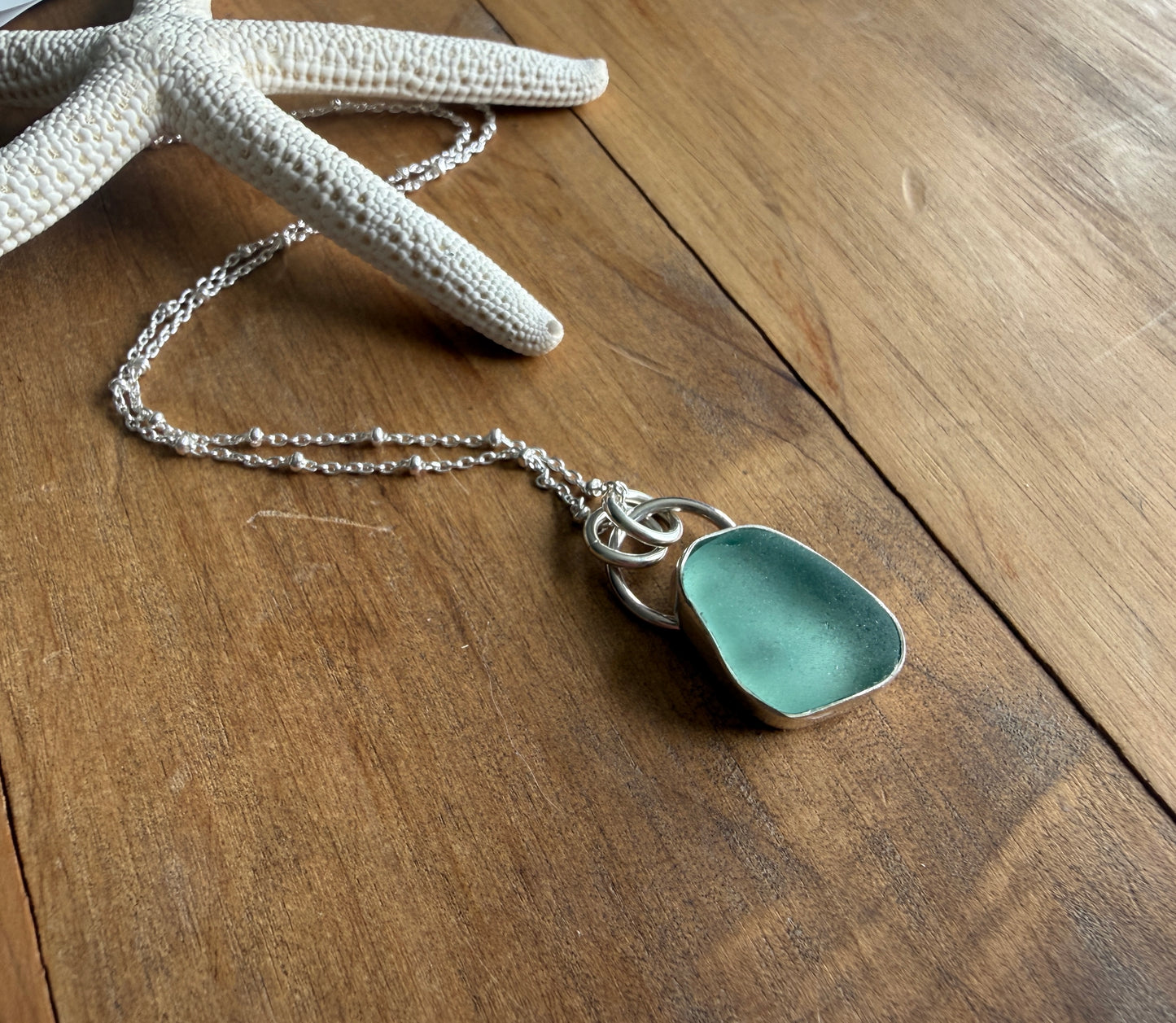 Aqua Blue Sea Glass Necklace