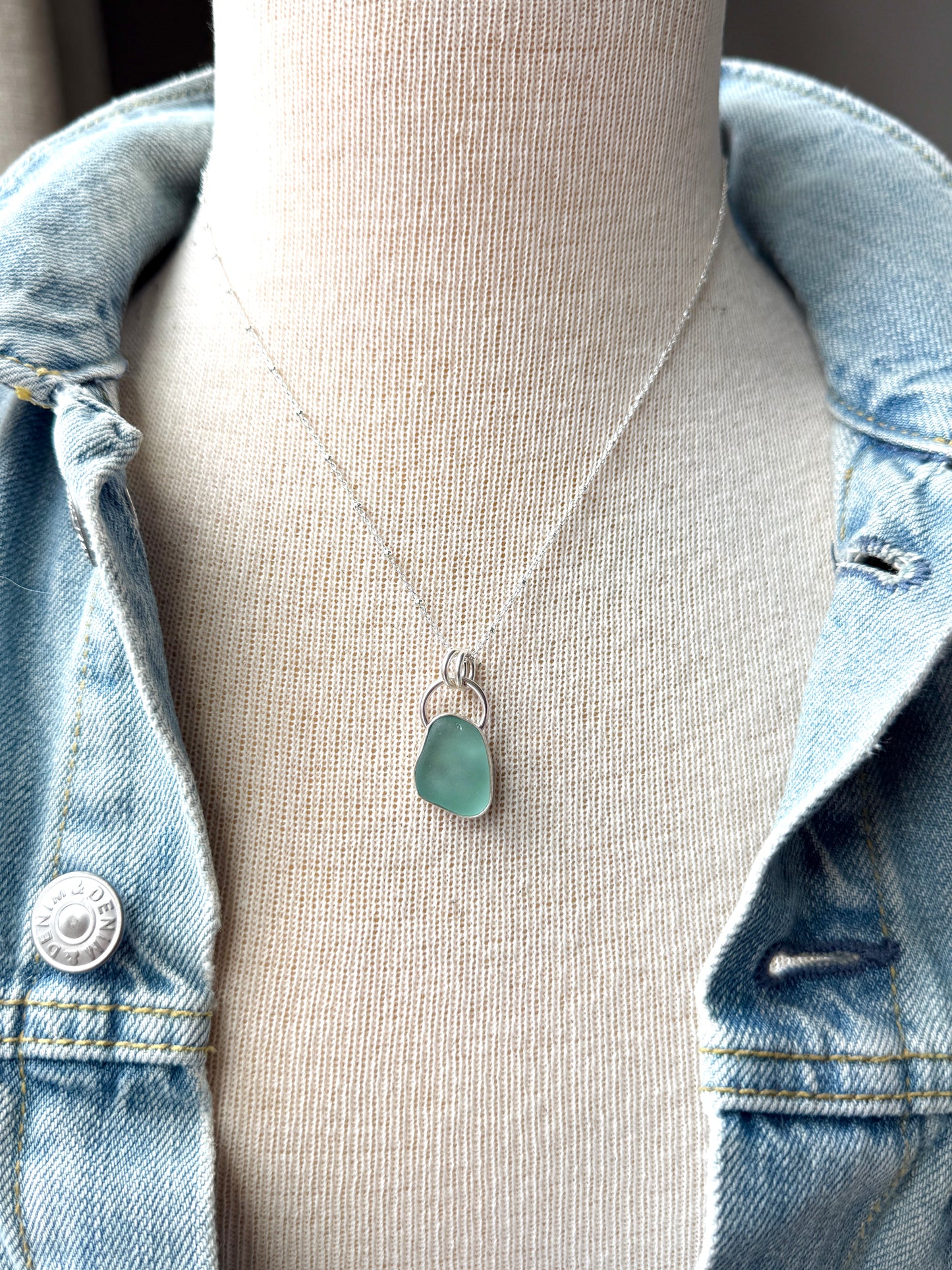 Aqua Blue Sea Glass Necklace