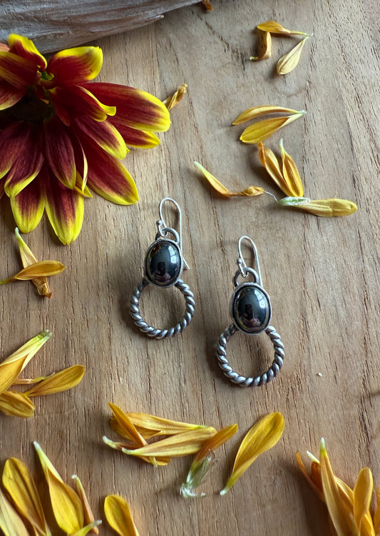 Hematite Rope Earrings