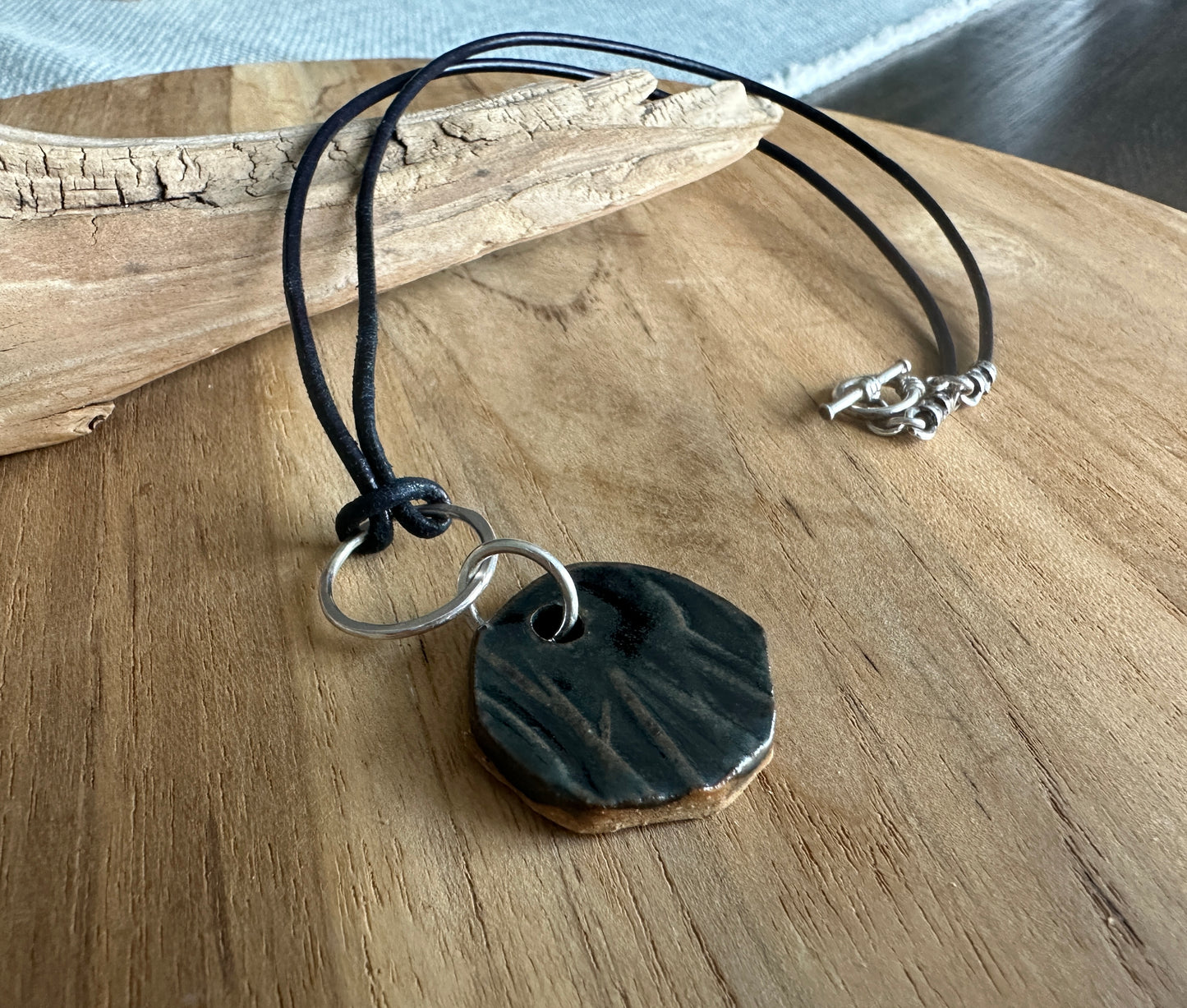 Pottery and Leather Necklace