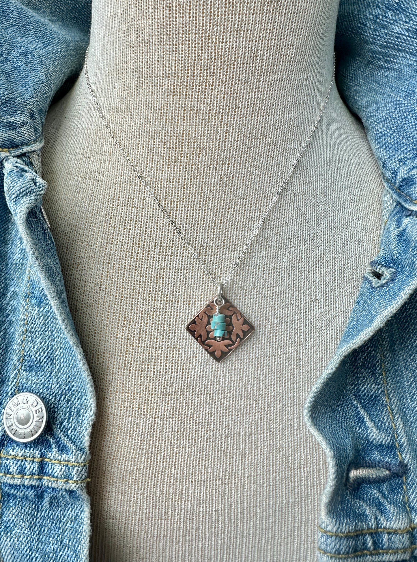 Copper, Silver and Turquoise Necklace