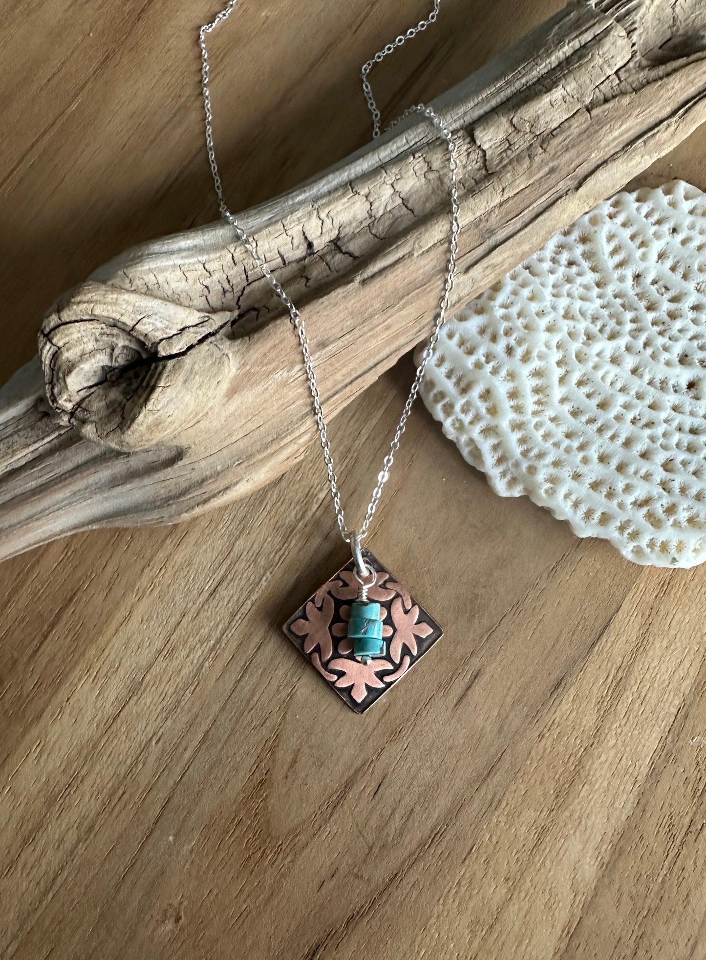 Copper, Silver and Turquoise Necklace