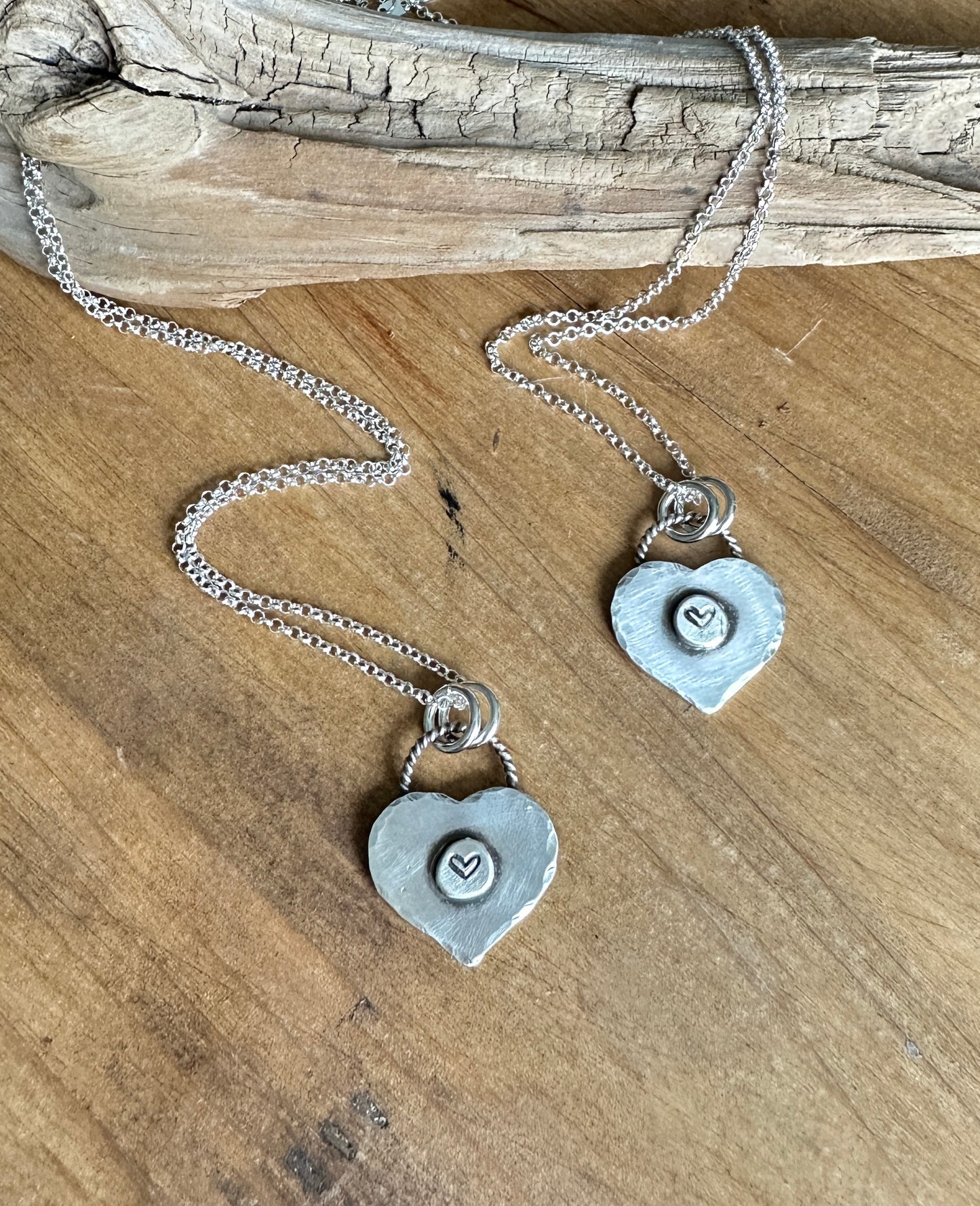 Hand Stamped Heart Locket Necklace