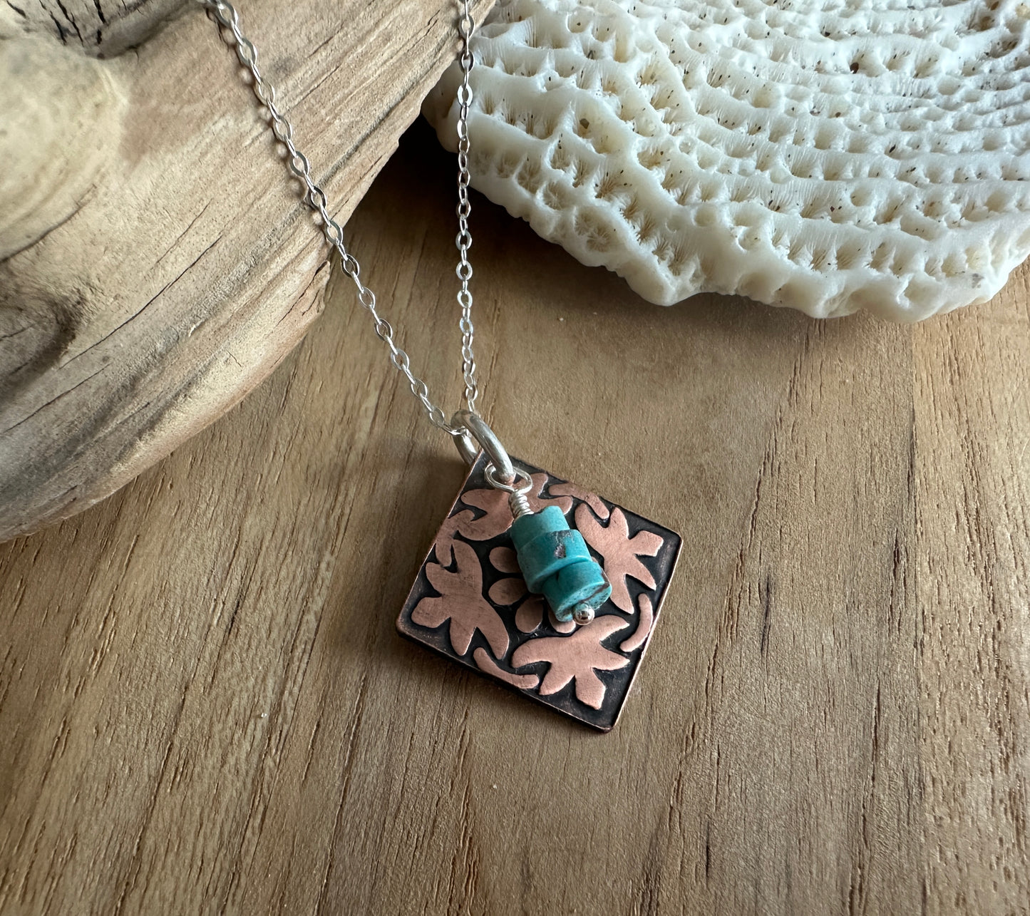 Copper, Silver and Turquoise Necklace