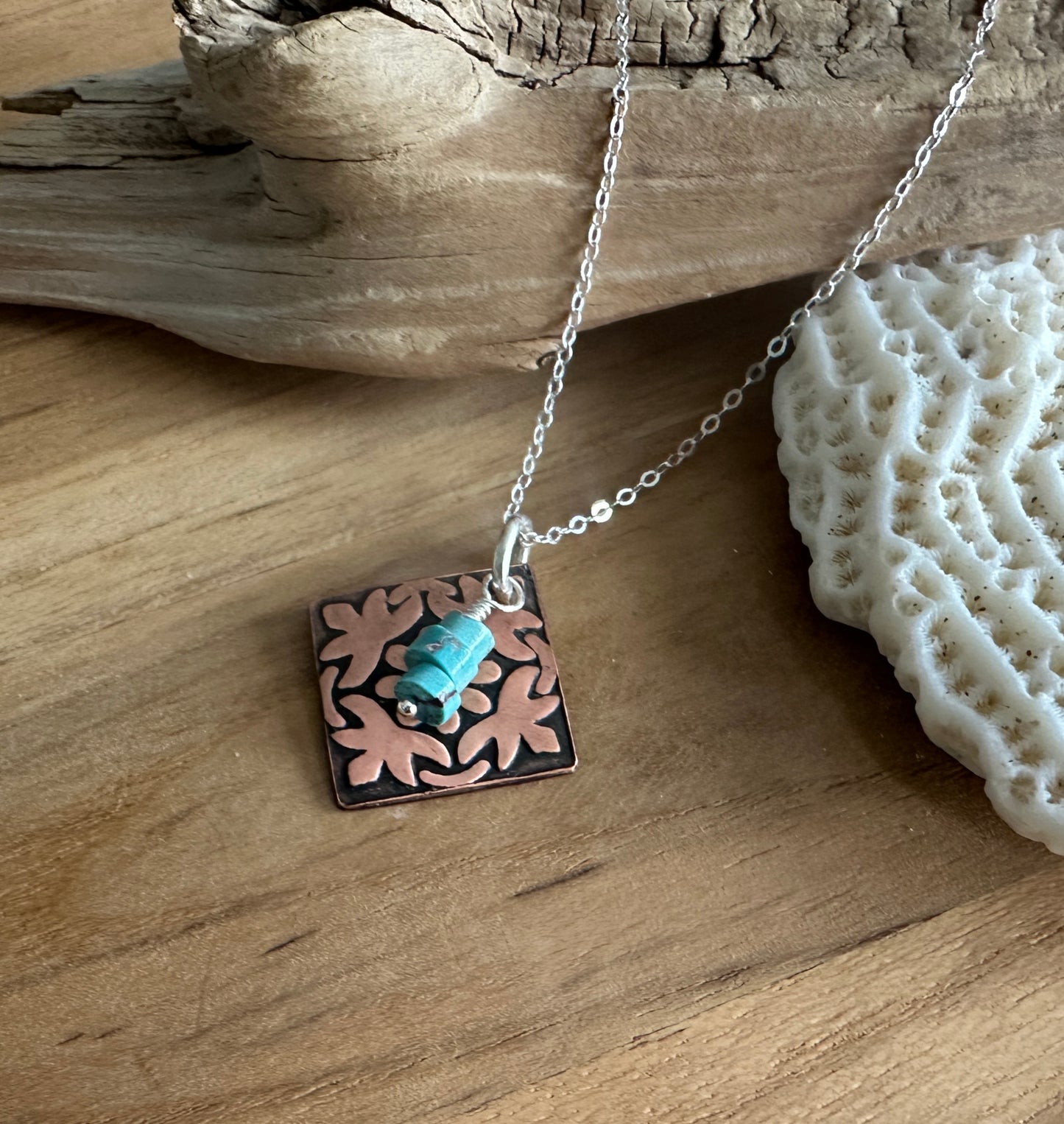 Copper, Silver and Turquoise Necklace