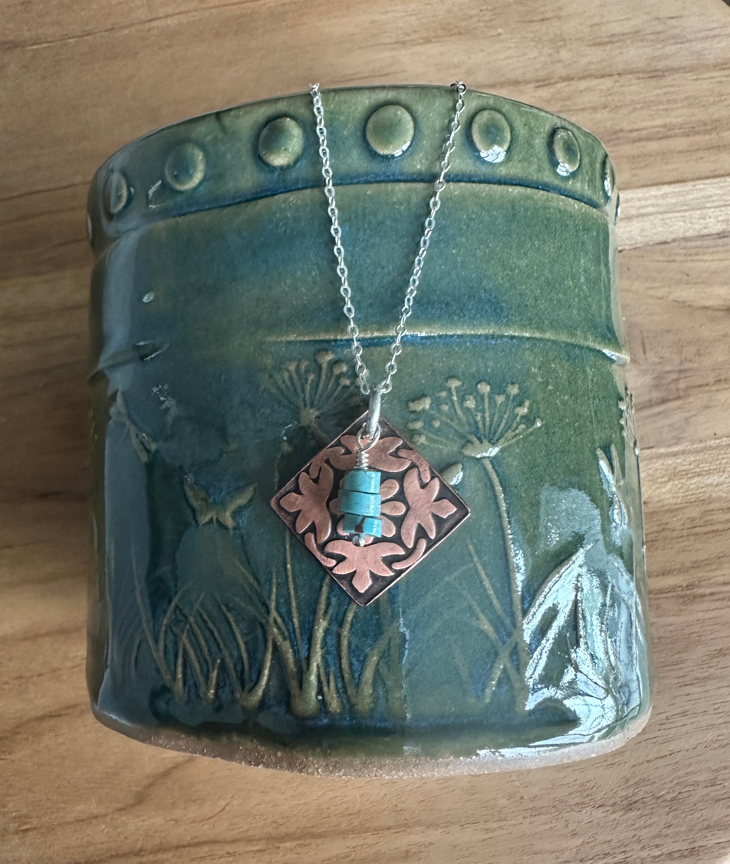 Copper, Silver and Turquoise Necklace