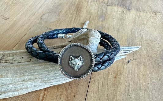 Sterling Silver Fox Leather Wrap Bracelet