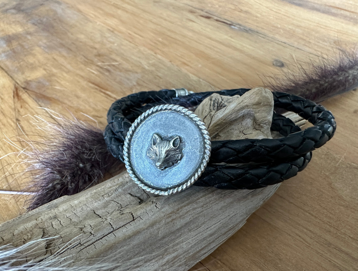 Sterling Silver Fox Leather Wrap Bracelet