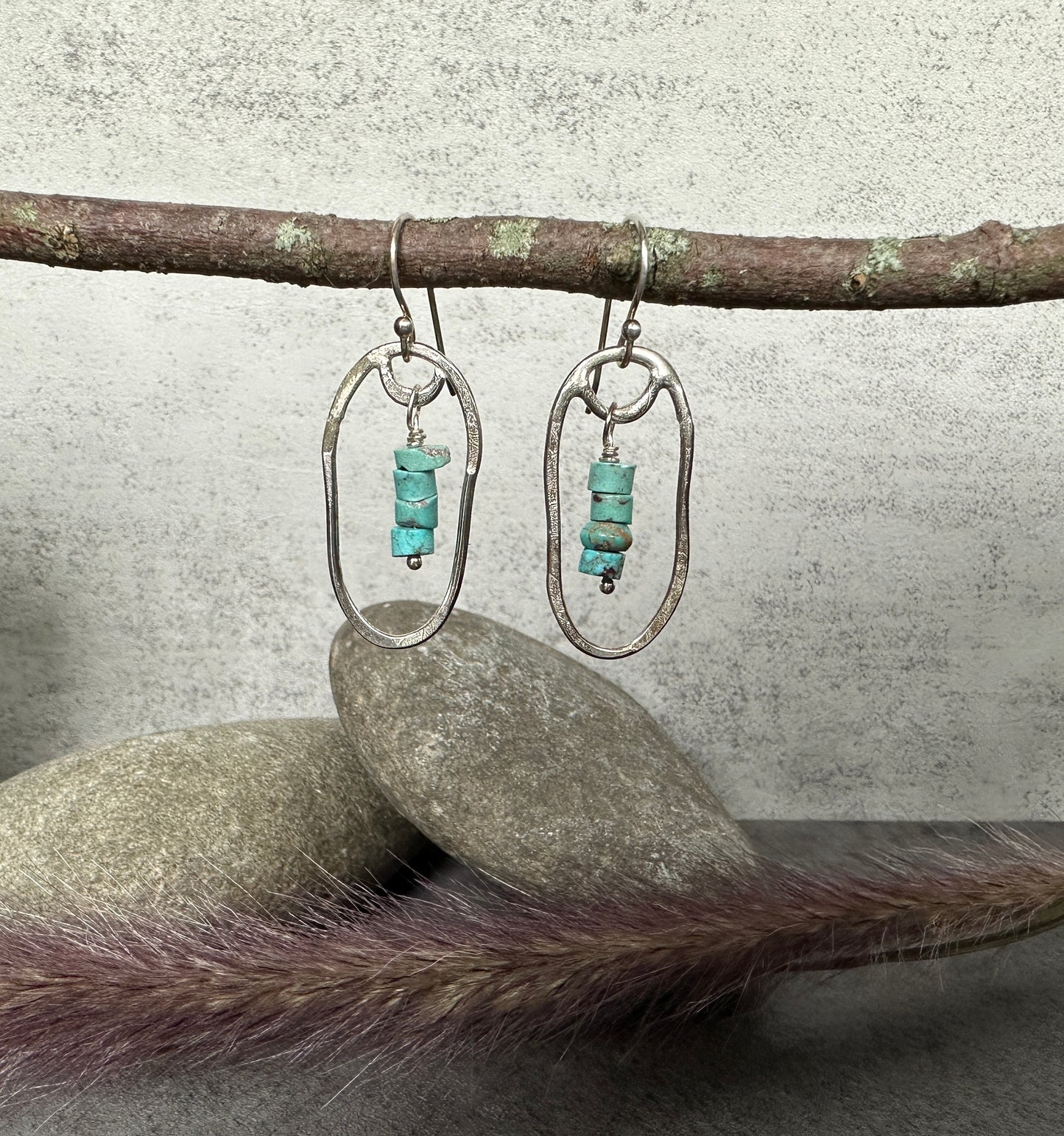 Long Oval Turquoise Earrings