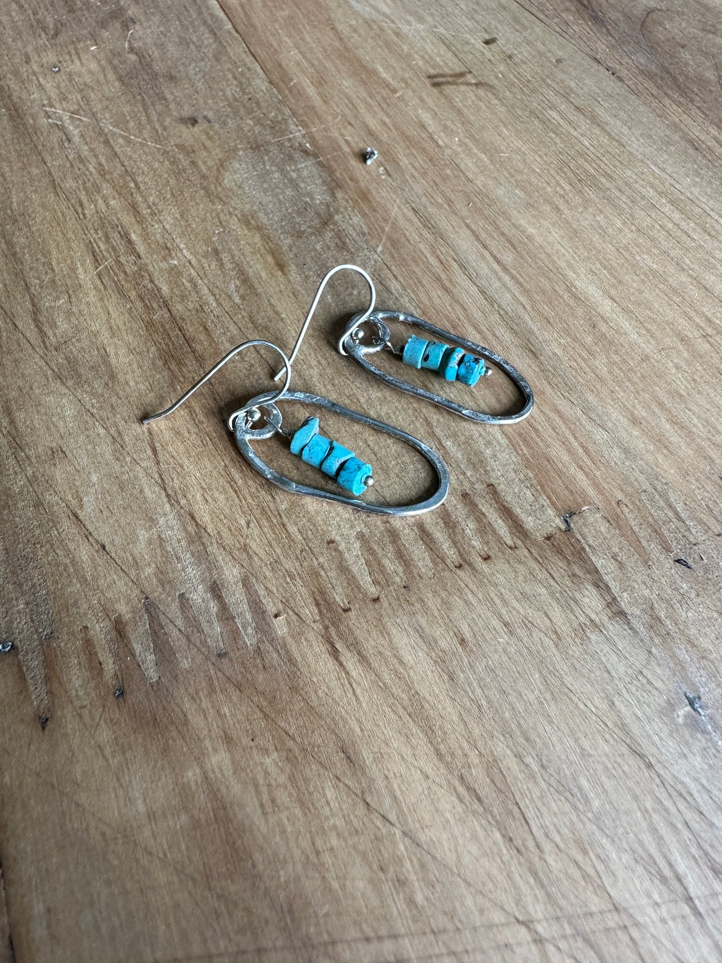 Long Oval Turquoise Earrings