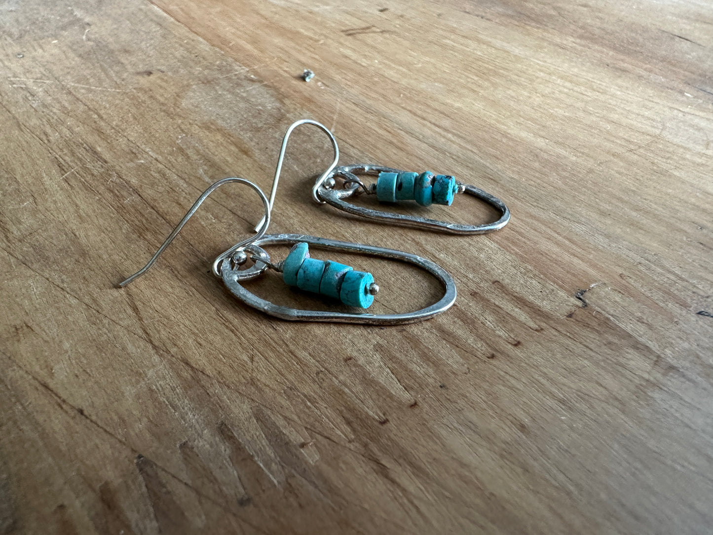 Long Oval Turquoise Earrings