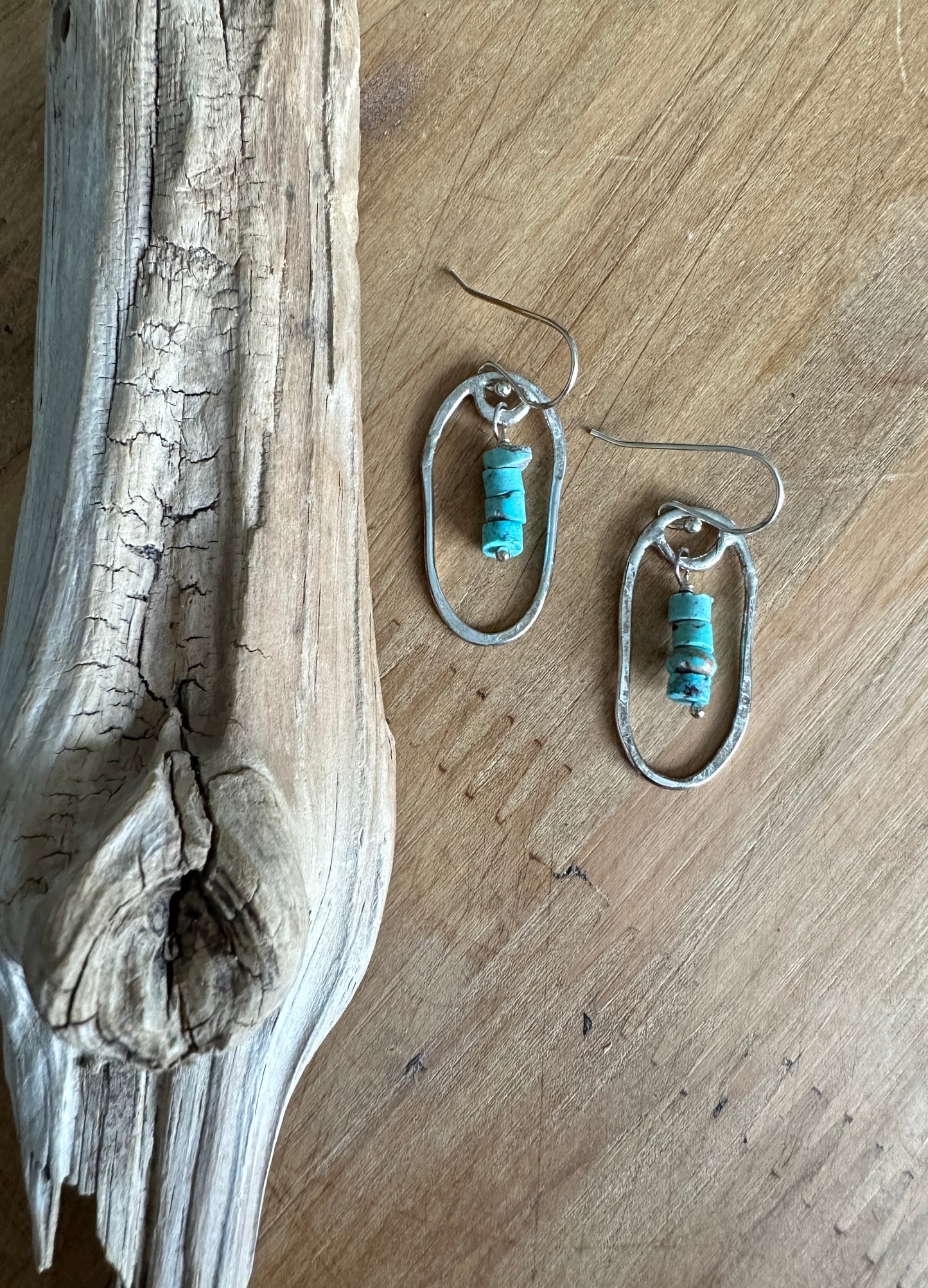 Long Oval Turquoise Earrings