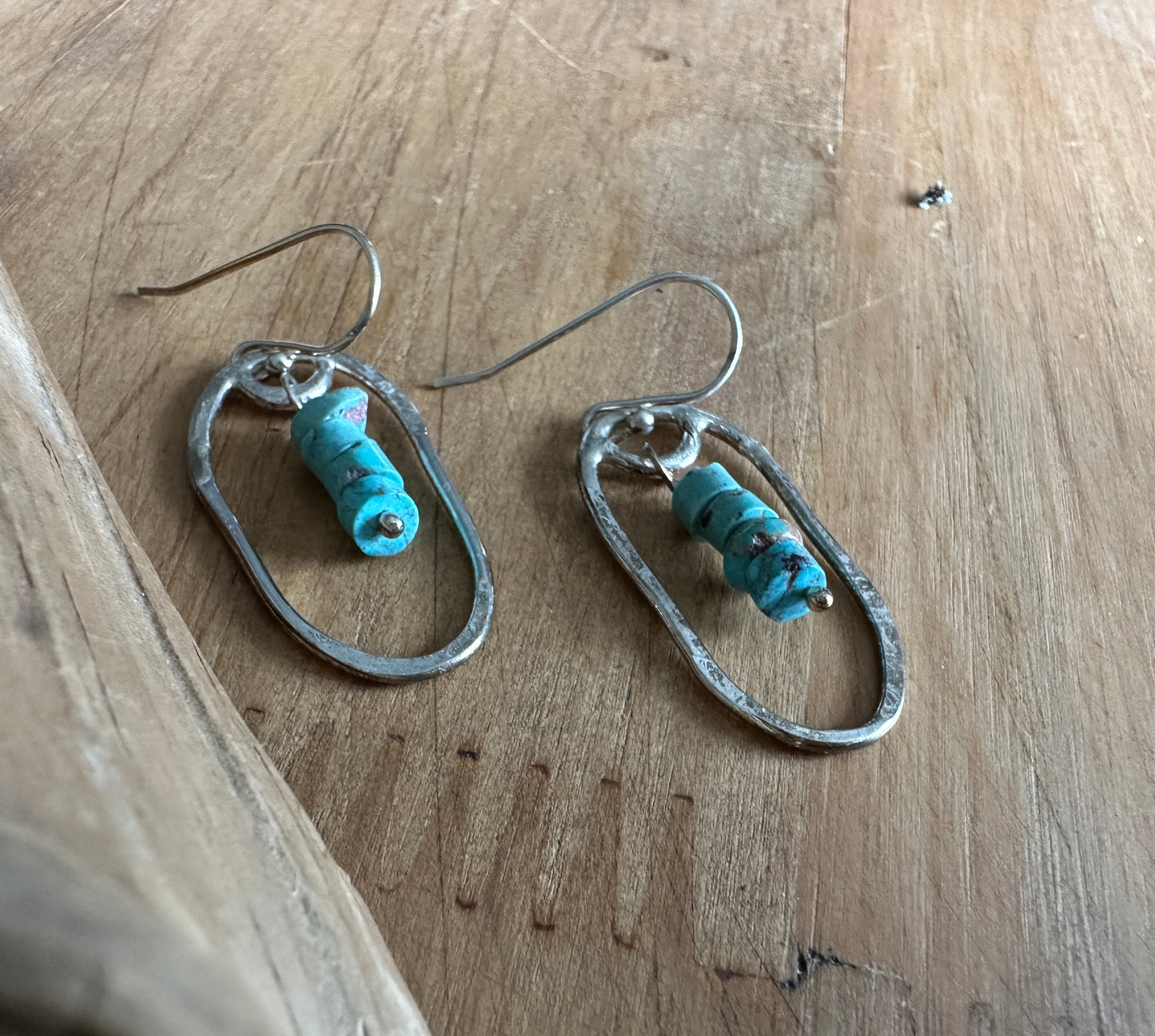 Long Oval Turquoise Earrings