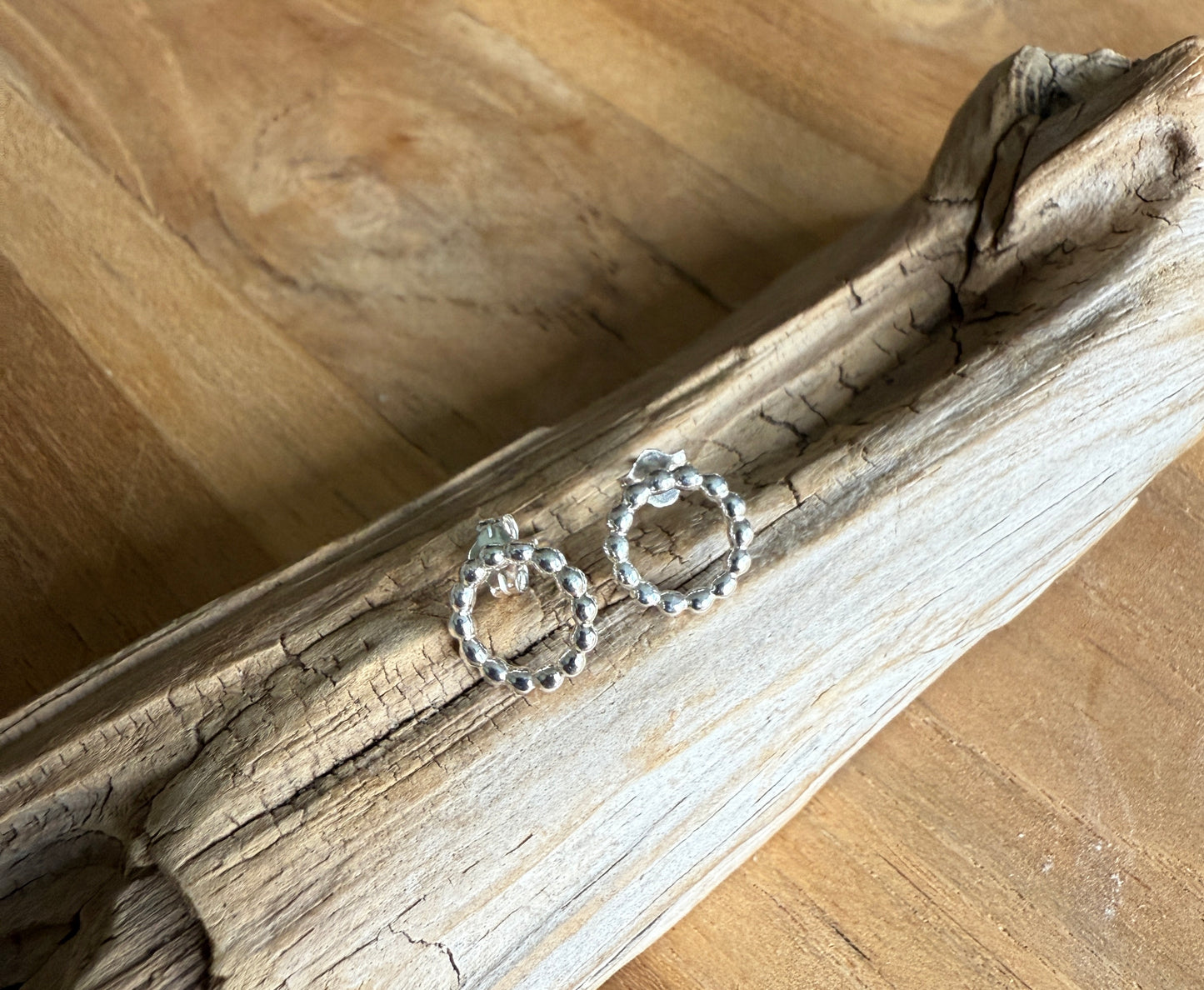 Sterling Silver Beaded Circle Posts