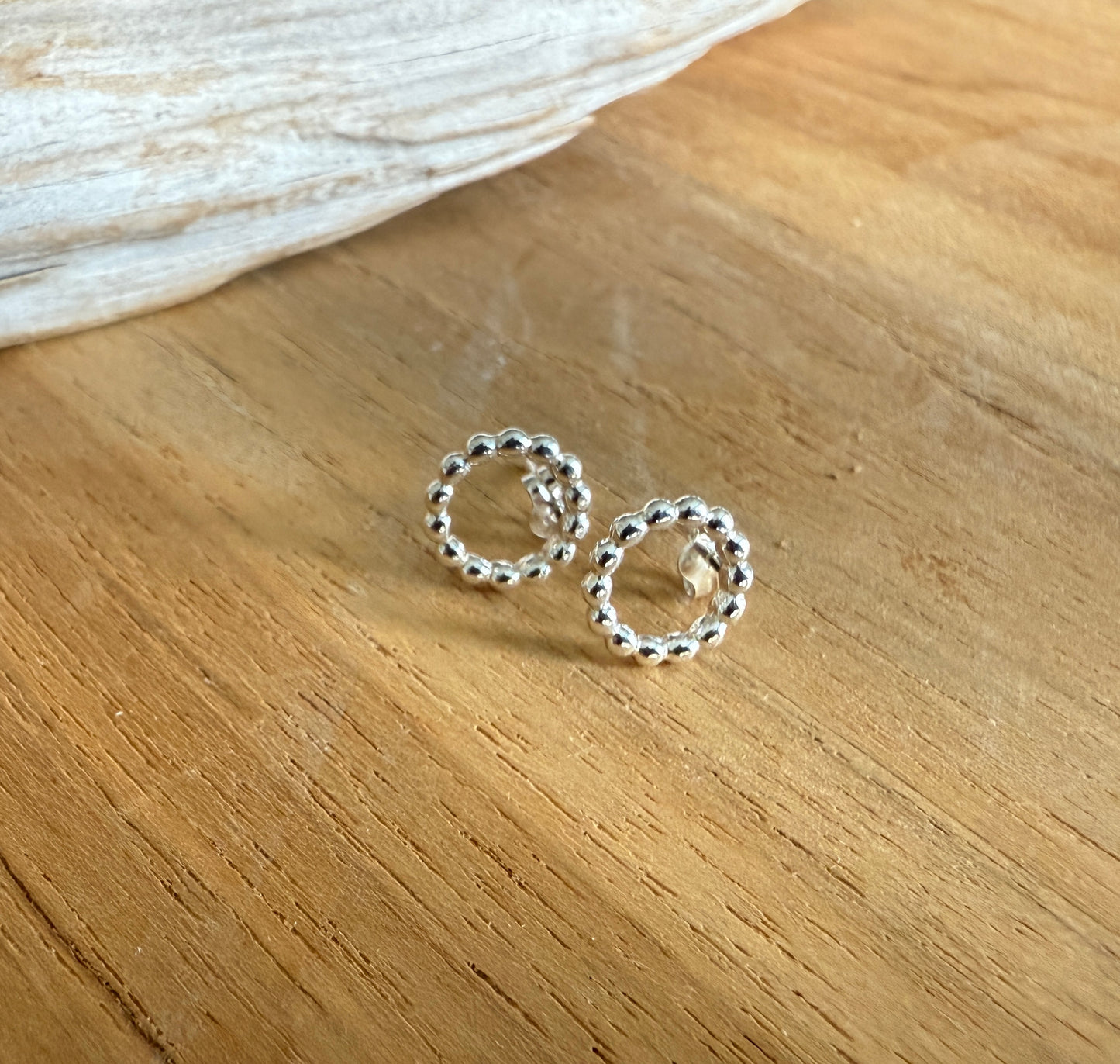 Sterling Silver Beaded Circle Posts