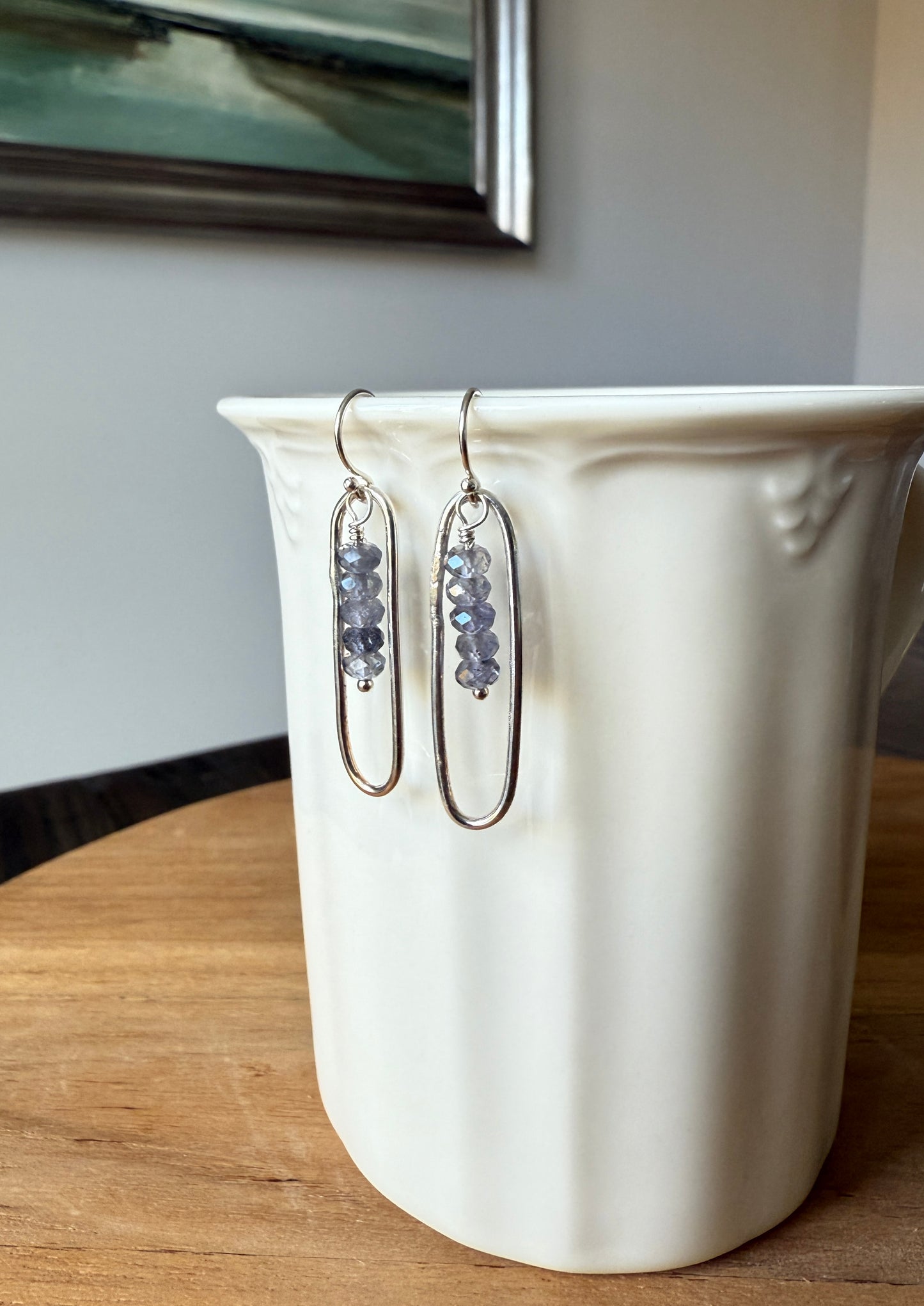 Oval and Iolite Earrings