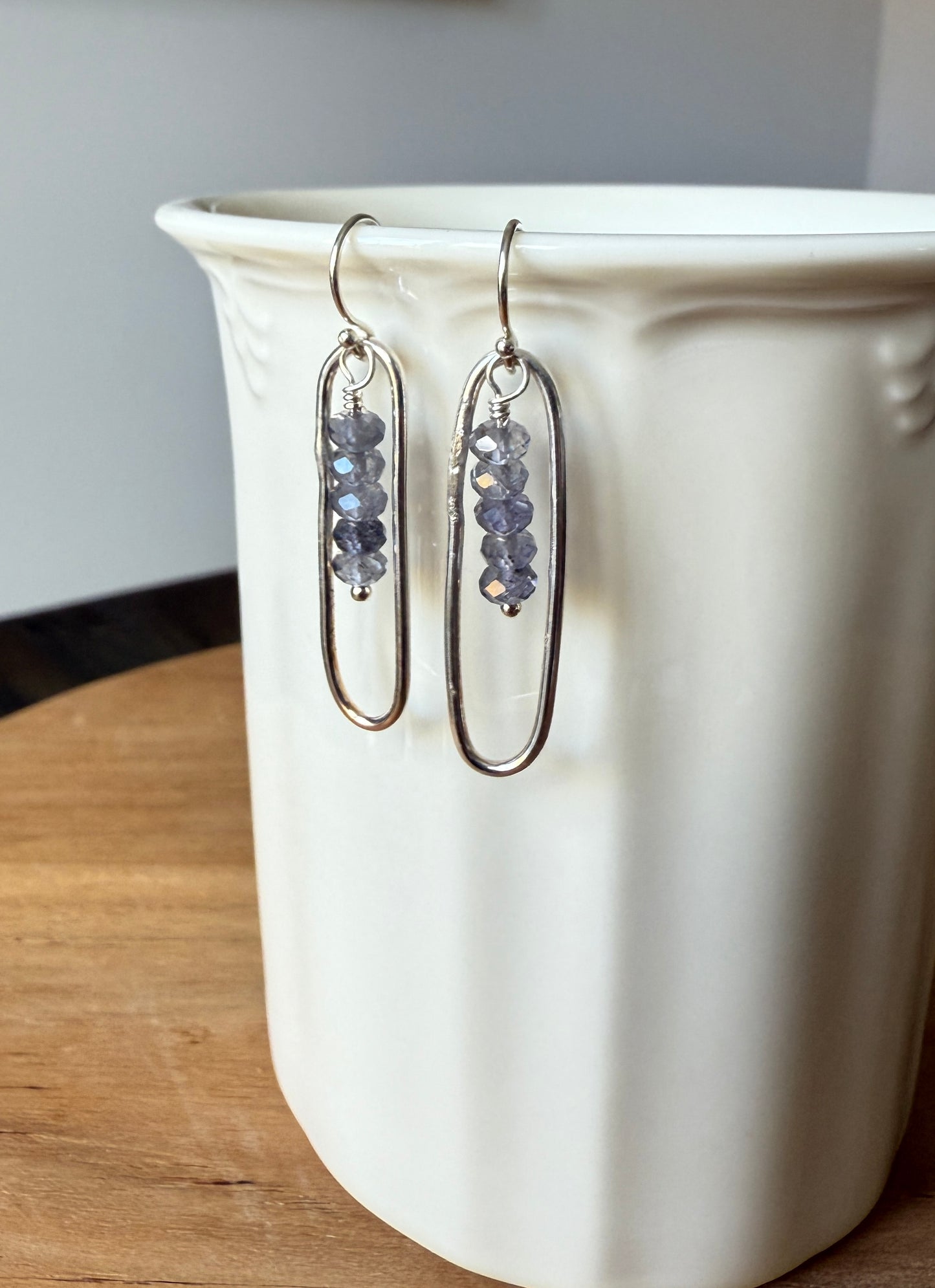 Oval and Iolite Earrings