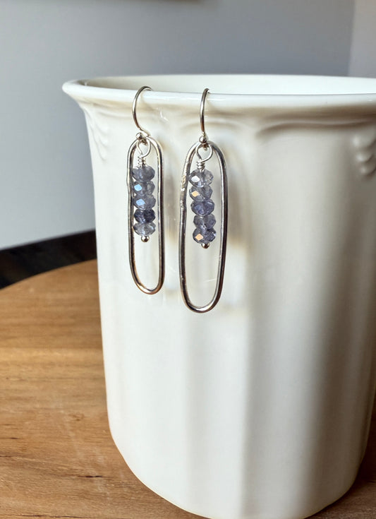 Oval and Iolite Earrings