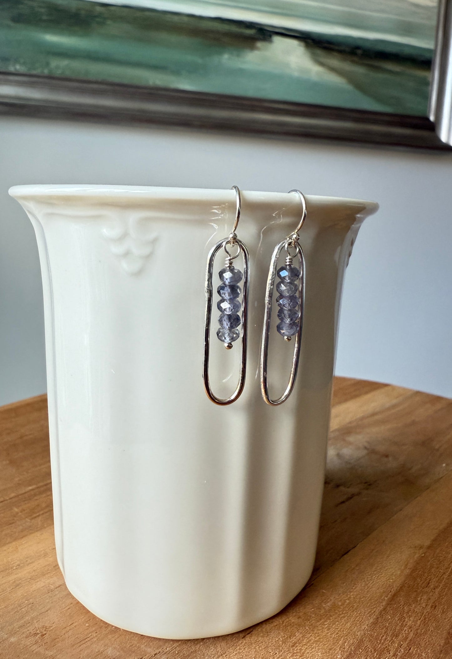 Oval and Iolite Earrings