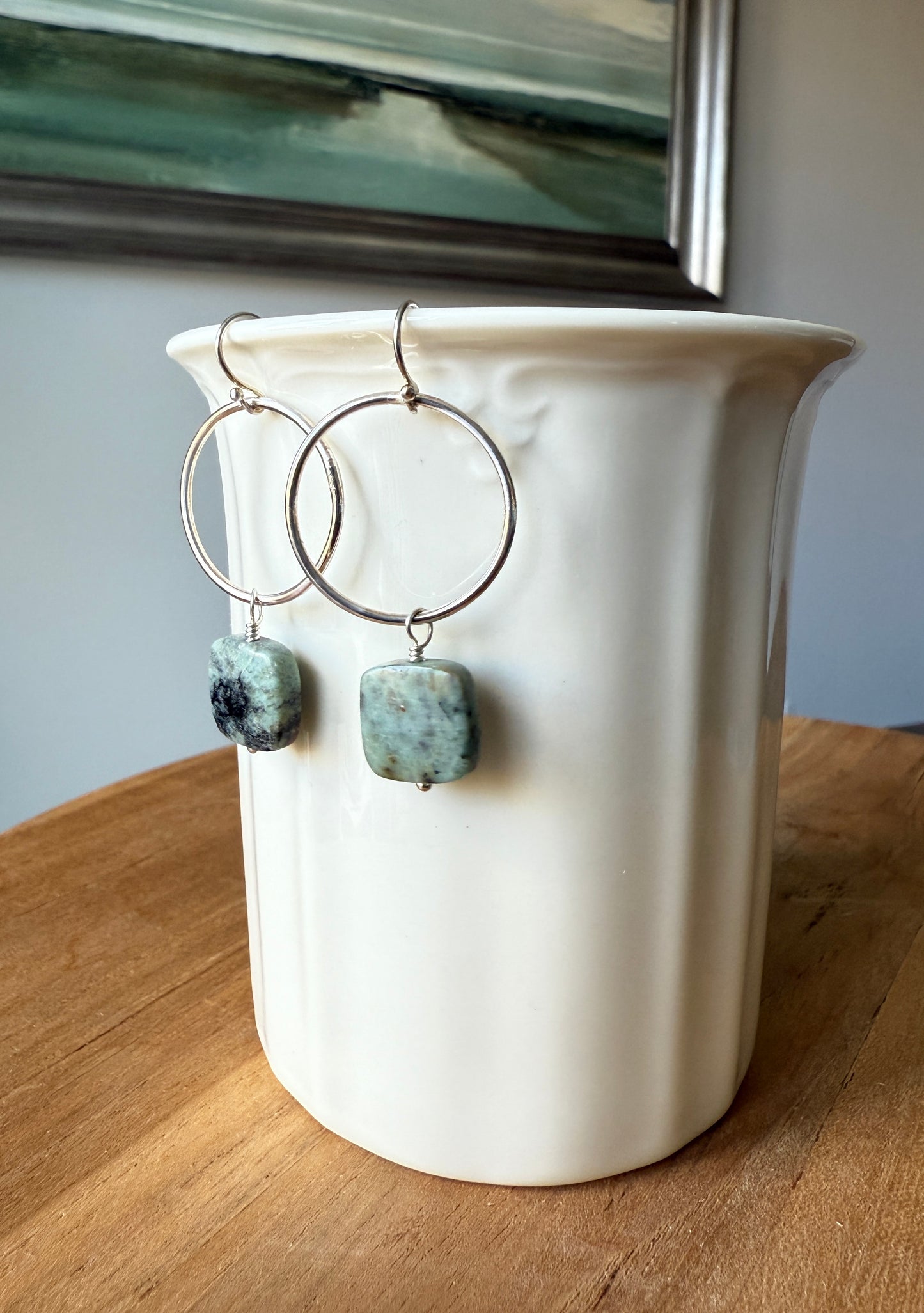 Circle Dangles with African Turquoise Stones