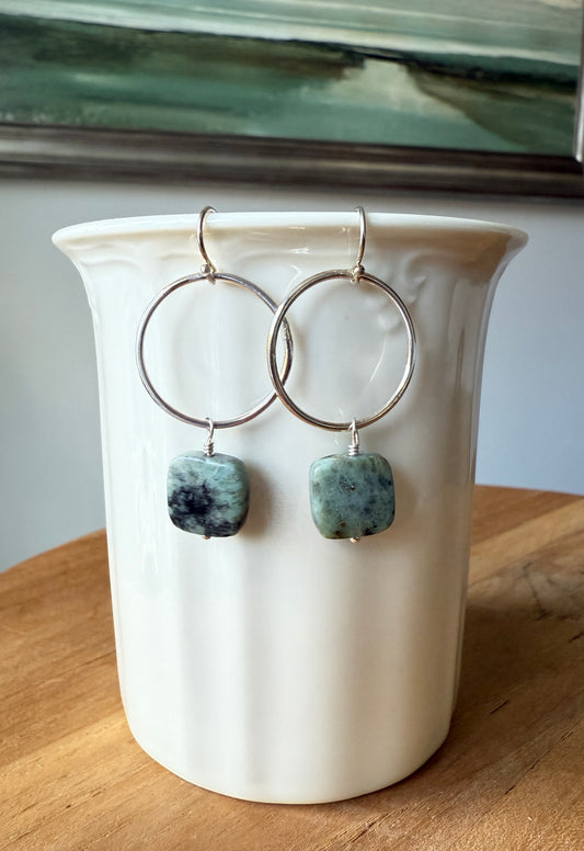 Circle Dangles with African Turquoise Stones
