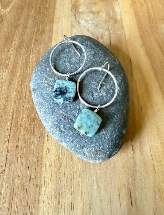 Circle Dangles with African Turquoise Stones