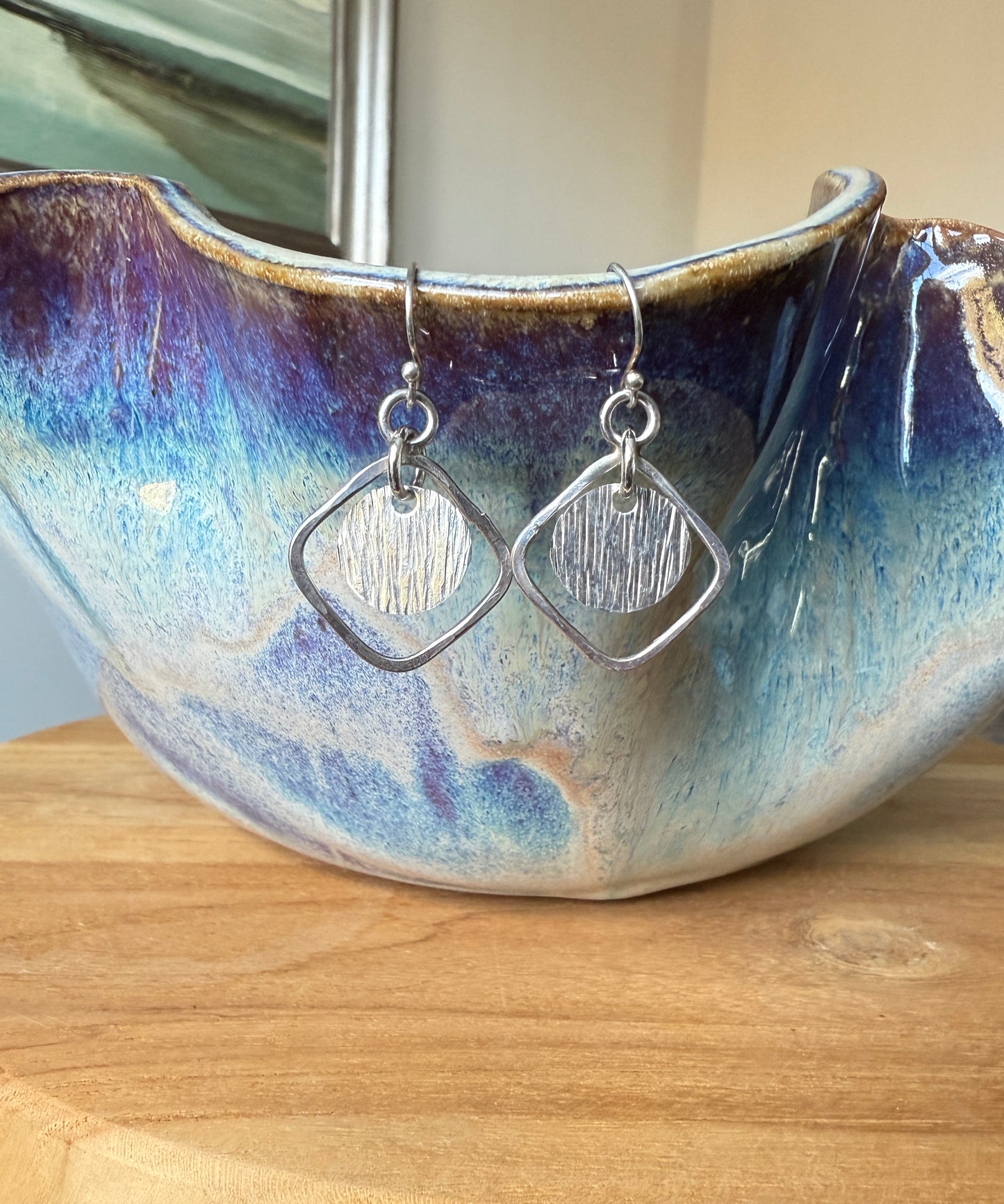 Sterling Silver Hammered Geometric Earrings