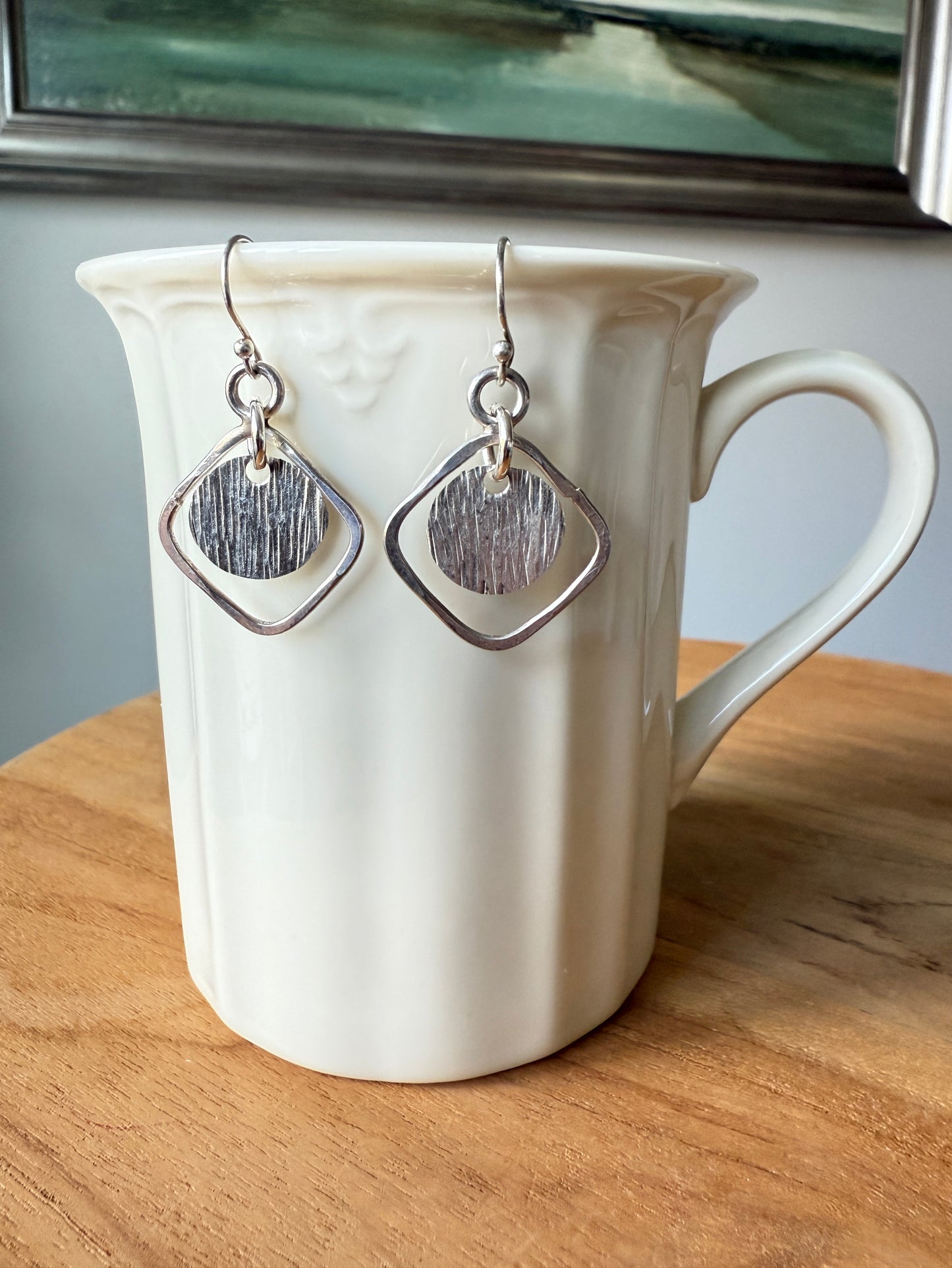 Sterling Silver Hammered Geometric Earrings