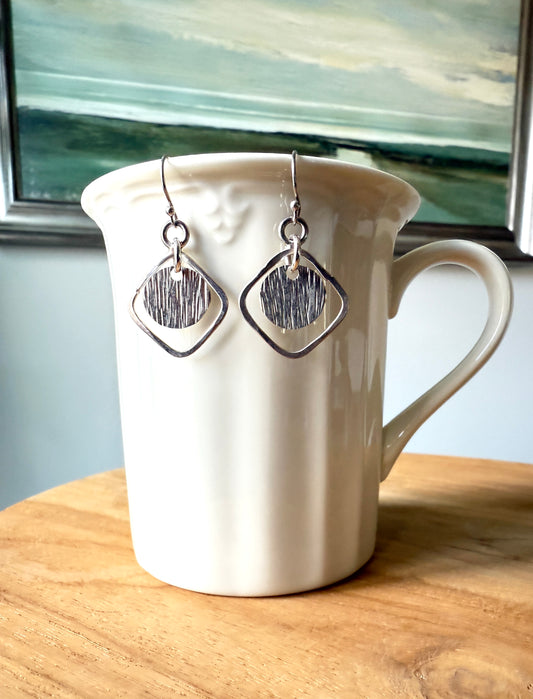 Sterling Silver Hammered Geometric Earrings