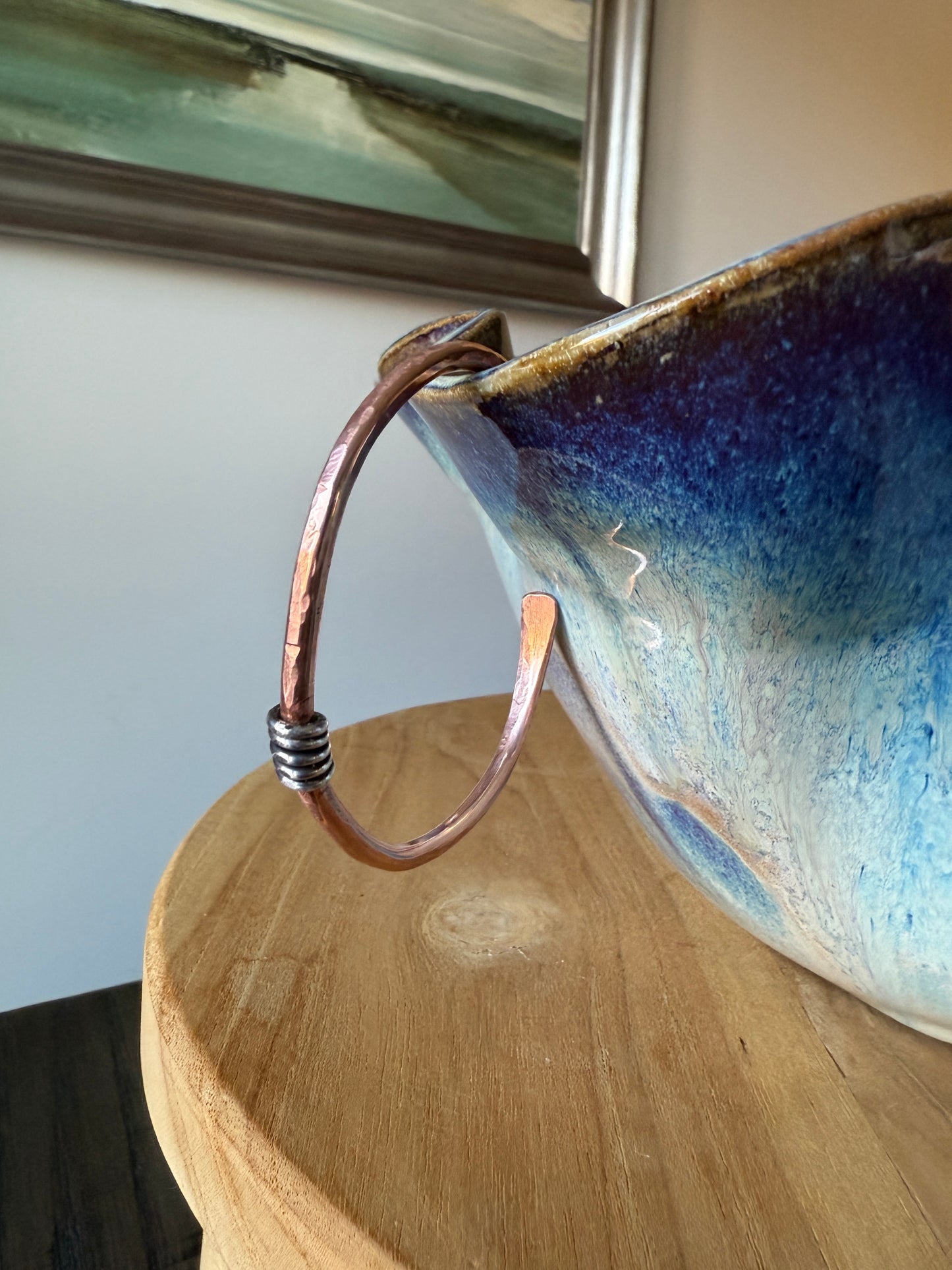 Copper Hammered Cuff with Silver