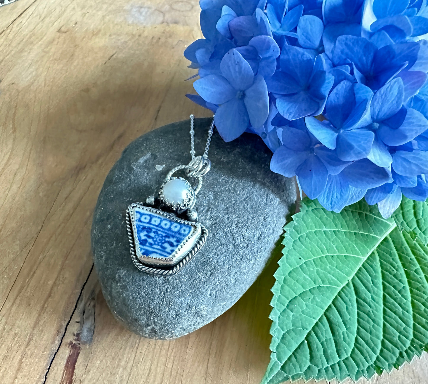 Sea Pottery and Freshwater Pearl Necklace