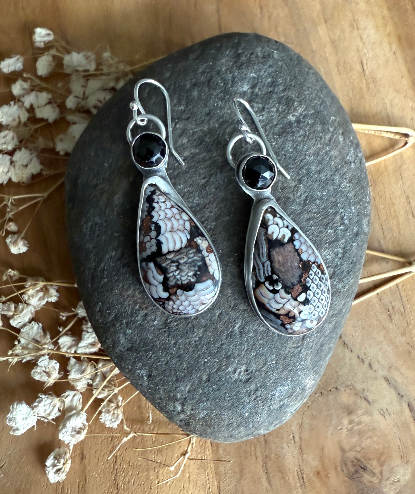 Snake Skin Stone Earrings