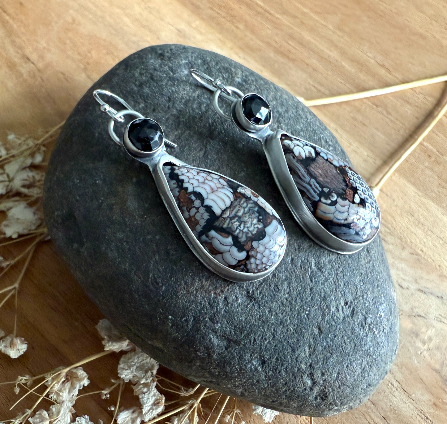 Snake Skin Stone Earrings