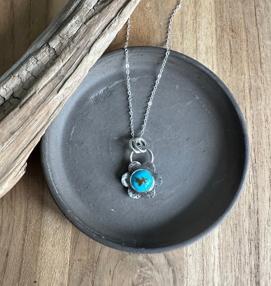 Sterling Silver Turquoise Flower Necklace