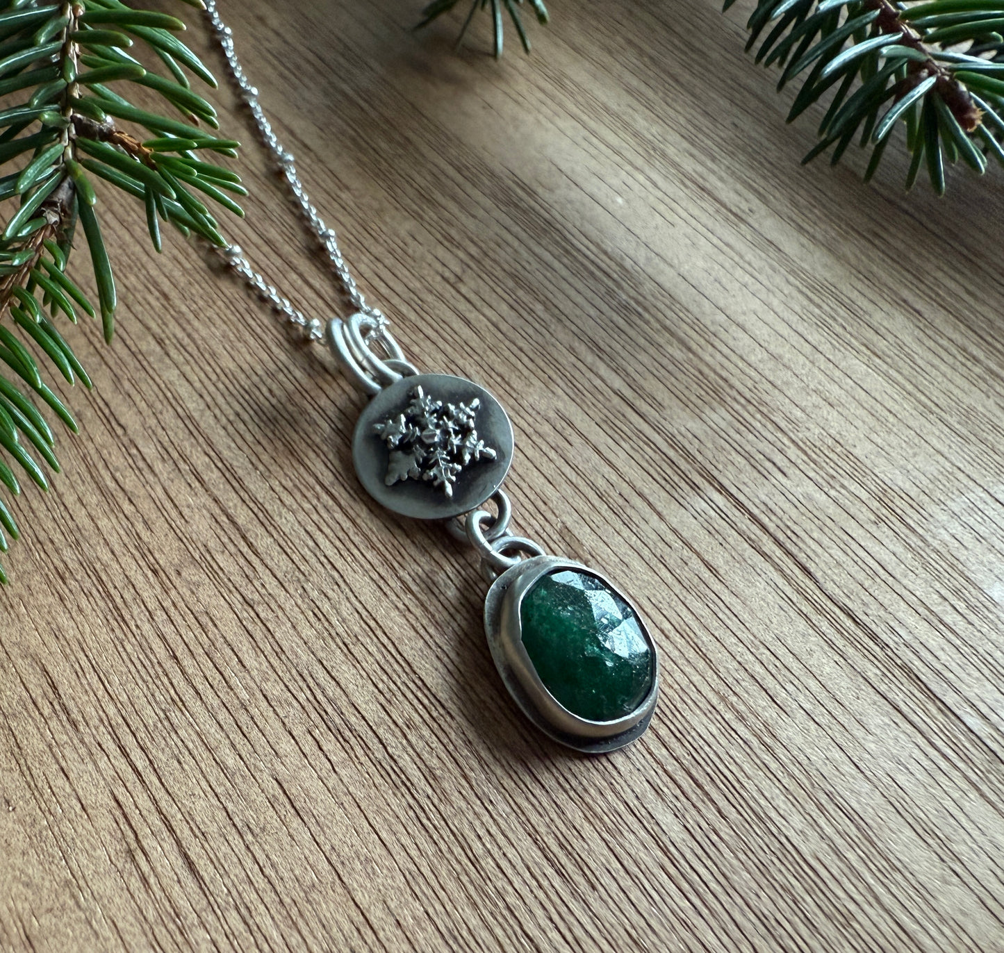 Green Aventurine Snowflake Necklace